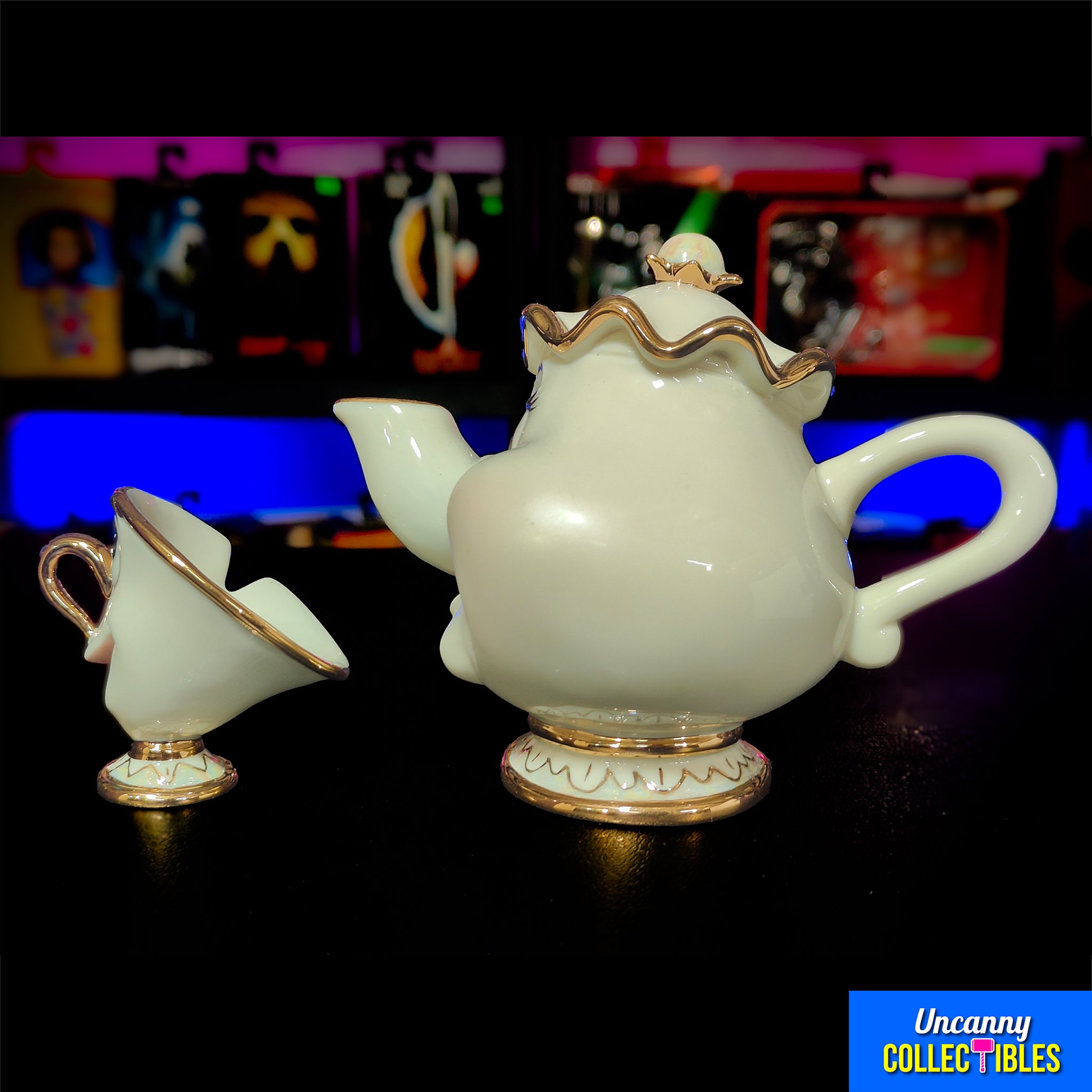 Disney Beauty and the Beast Mrs Potts and Chip Lenox Figurine Vintage 1990s Early 2000s – Disney, Vintage Brands, 14 cm, 1990, pre-owned collector piece, Uncanny Collectibles Dublin Ireland
