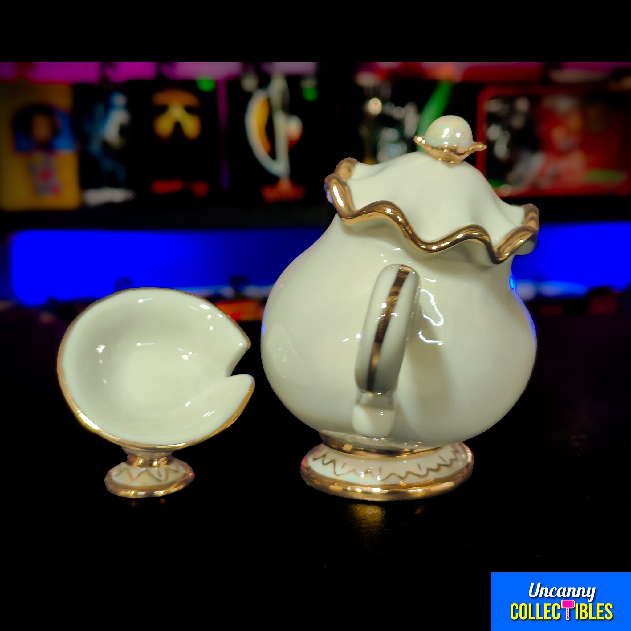 Disney Beauty and the Beast Mrs Potts and Chip Lenox Figurine Vintage 1990s Early 2000s – Disney, Vintage Brands, 14 cm, 1990, pre-owned collector piece, Uncanny Collectibles Dublin Ireland