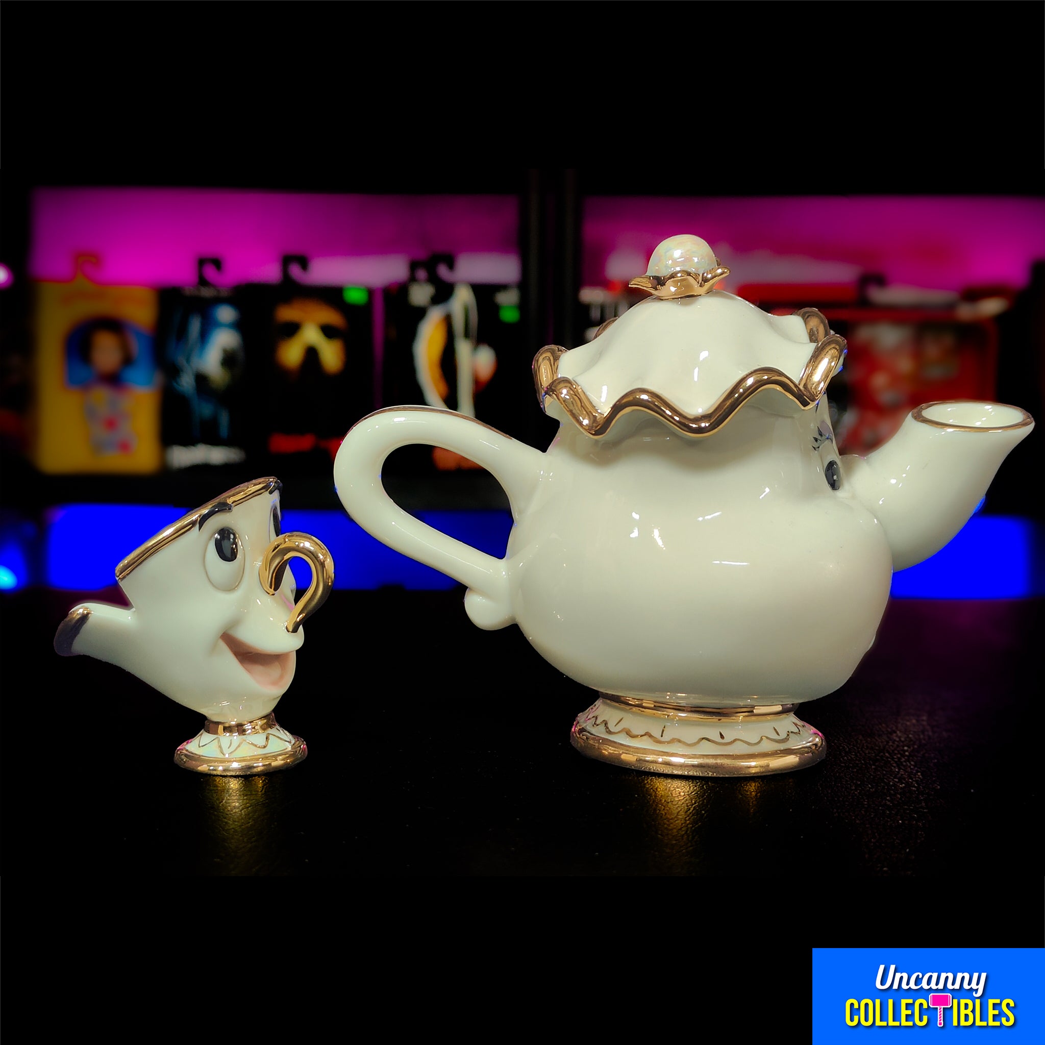 Disney Beauty and the Beast Mrs Potts and Chip Lenox Figurine Vintage 1990s Early 2000s – Disney, Vintage Brands, 14 cm, 1990, pre-owned collector piece, Uncanny Collectibles Dublin Ireland