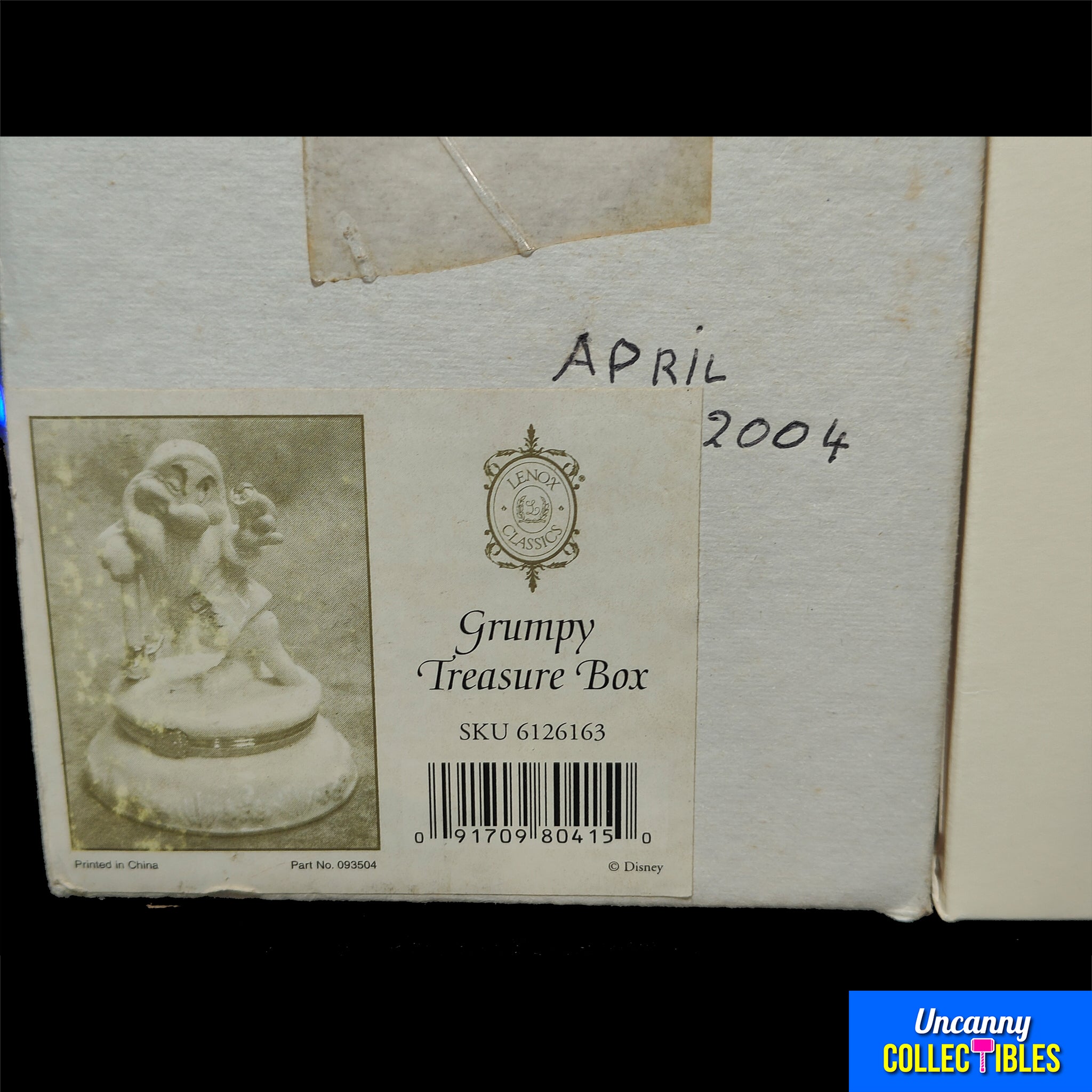 Disney Snow White Grumpy Treasure Box Lenox Trinket Box with Charm – Disney, Vintage Brands, 14 cm, pre-owned collector piece, Uncanny Collectibles Dublin Ireland