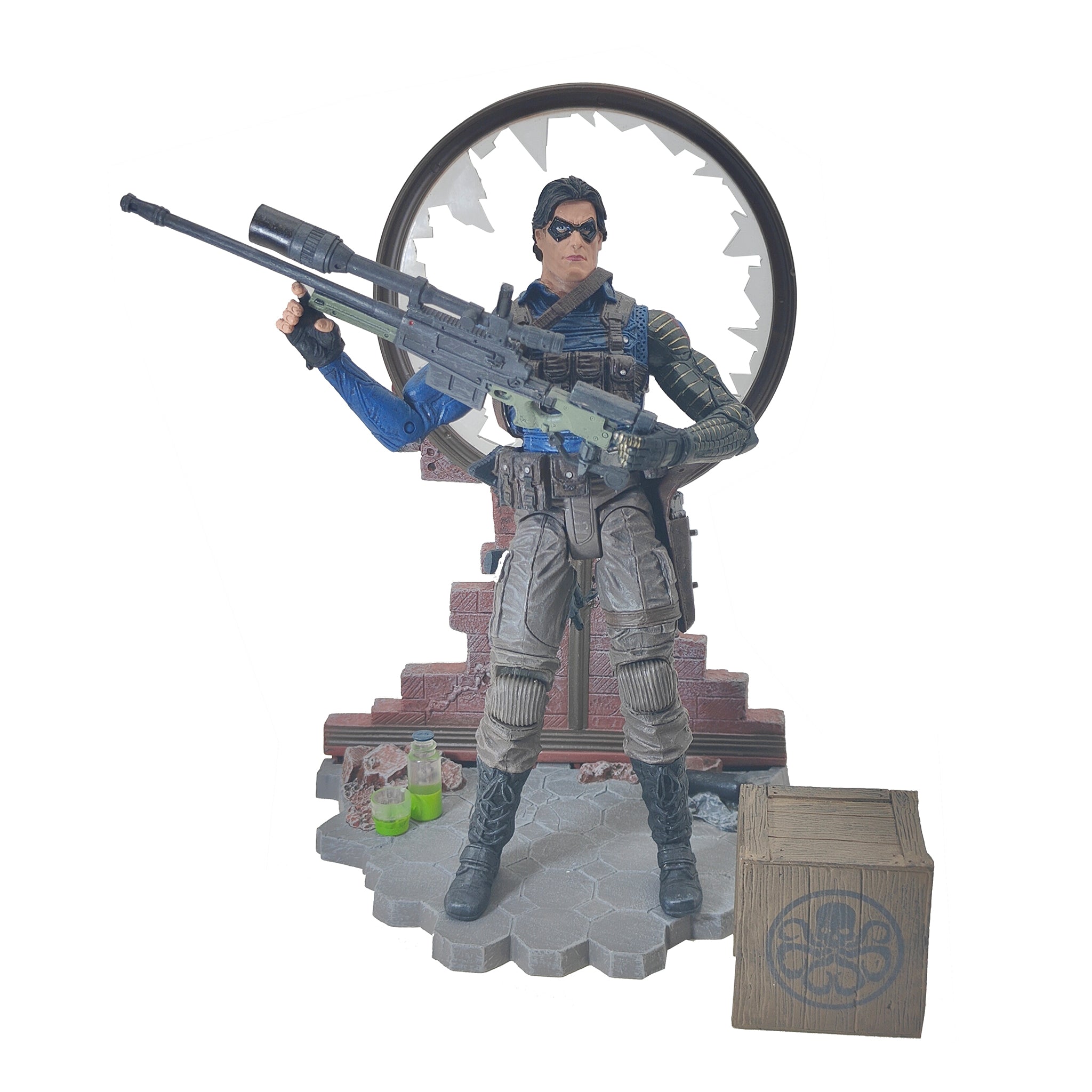 Disney Store Marvel Select Winter Soldier Bucky Barnes Action Figure 2021 18cm – Avengers, Diamond Select Toys, 18 cm, 2021, pre-owned collector piece, Uncanny Collectibles Dublin Ireland