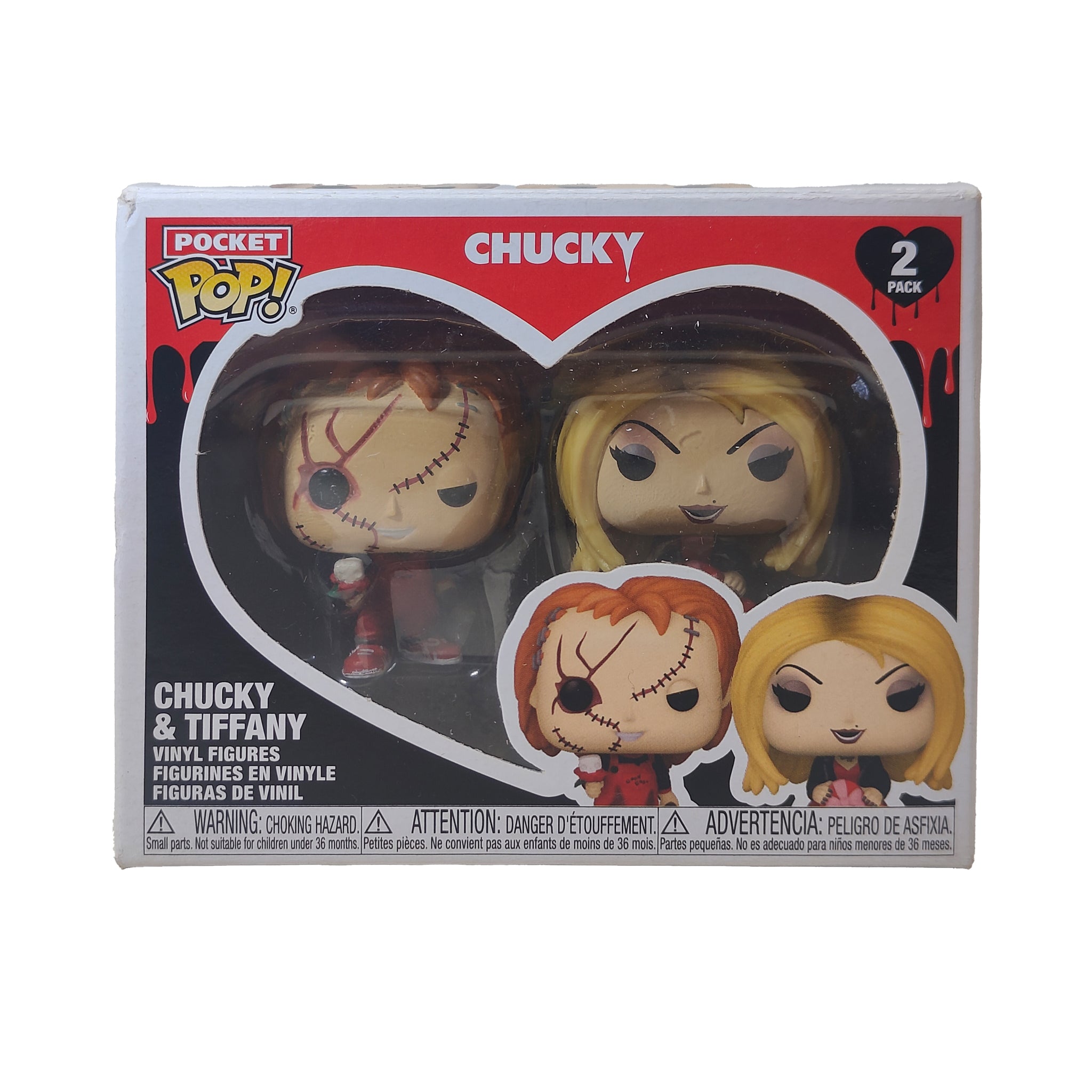 Funko Pocket Pop Chucky and Tiffany Childs Play Bride of Chucky Vinyl Figures, 4cm, 2024, pre-owned
