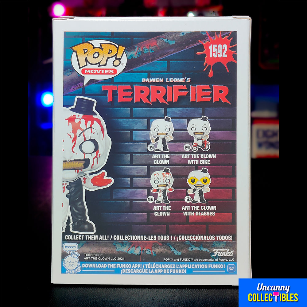 Funko POP Movies Art The Clown Terrifier Bloody #1592 Vinyl Figure – Terrifier, Funko, 9.5 cm, 2024, brand new collector item, Uncanny Collectibles Dublin Ireland