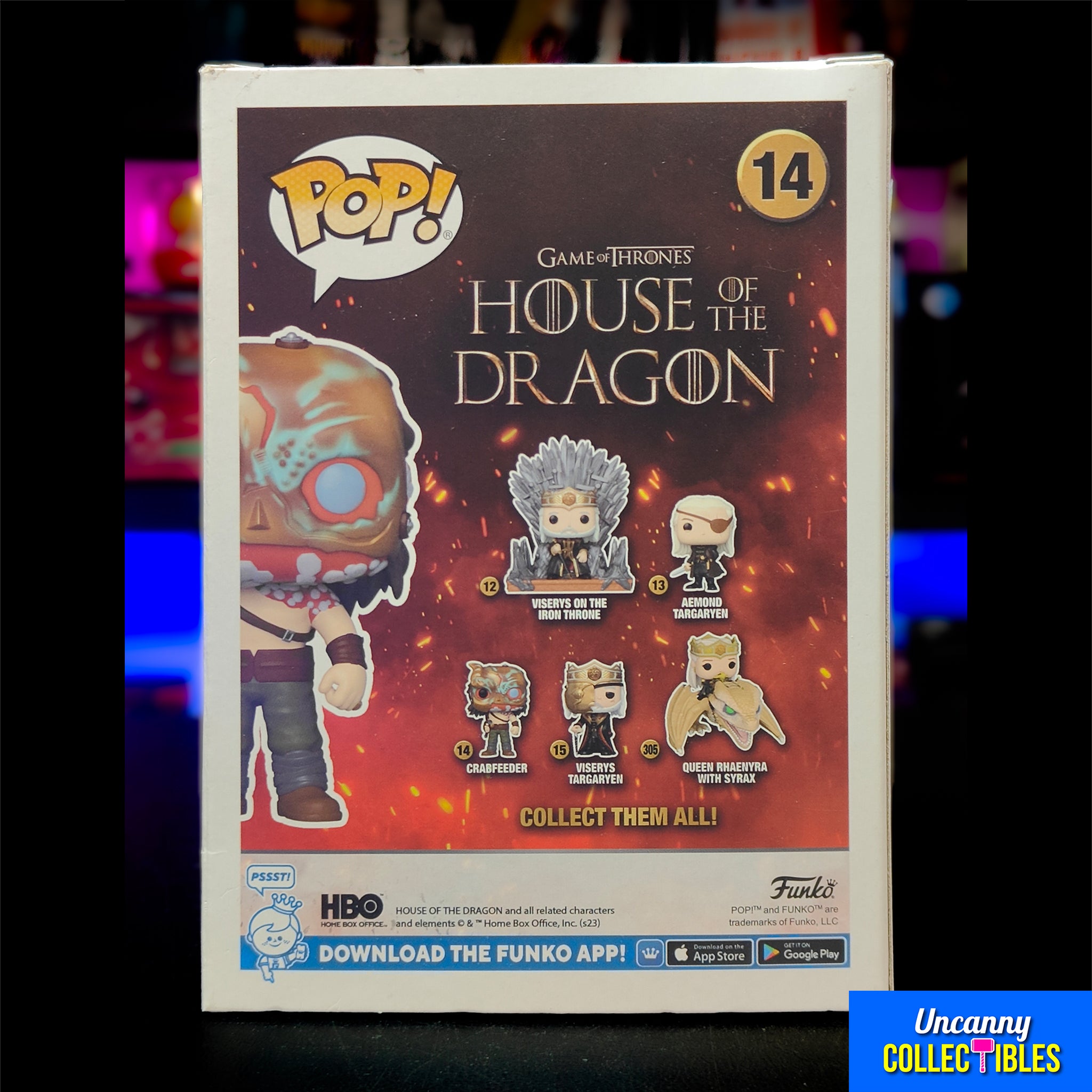Funko POP GOT House of the Dragon Crabfeeder #14 Vinyl Figure – TV Icons & Heroes, Funko, 9.5 cm, 2023, pre-owned collector piece, Uncanny Collectibles Dublin Ireland