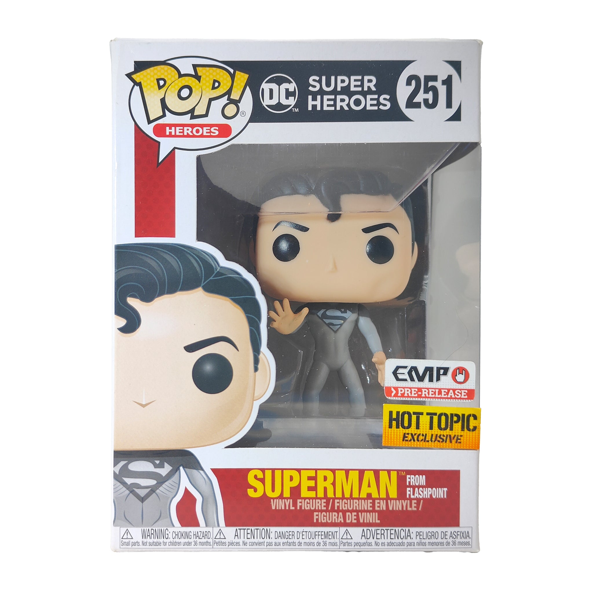 Funko Pop Heroes Superman From Flashpoint 251 Hot Topic Exclusive EMP Pre-Release – Superman, Funko, 9.5 cm, pre-owned collector piece, Uncanny Collectibles Dublin Ireland