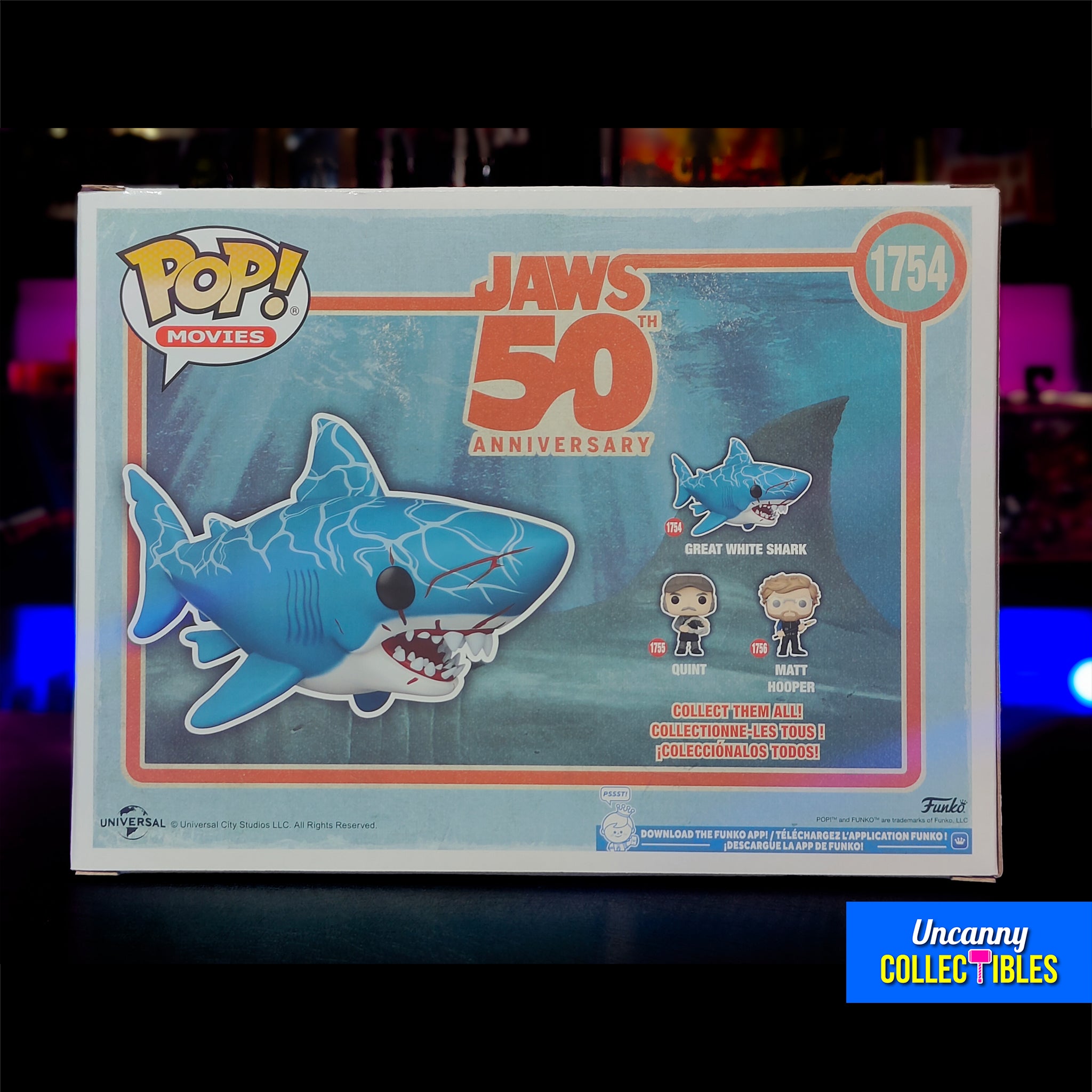 Funko POP Movies Jaws 50th Anniversary Great White Shark #1754 Vinyl Figure 15cm – Jaws, Funko, 15 cm, 2025, brand new collector item, Uncanny Collectibles Dublin Ireland