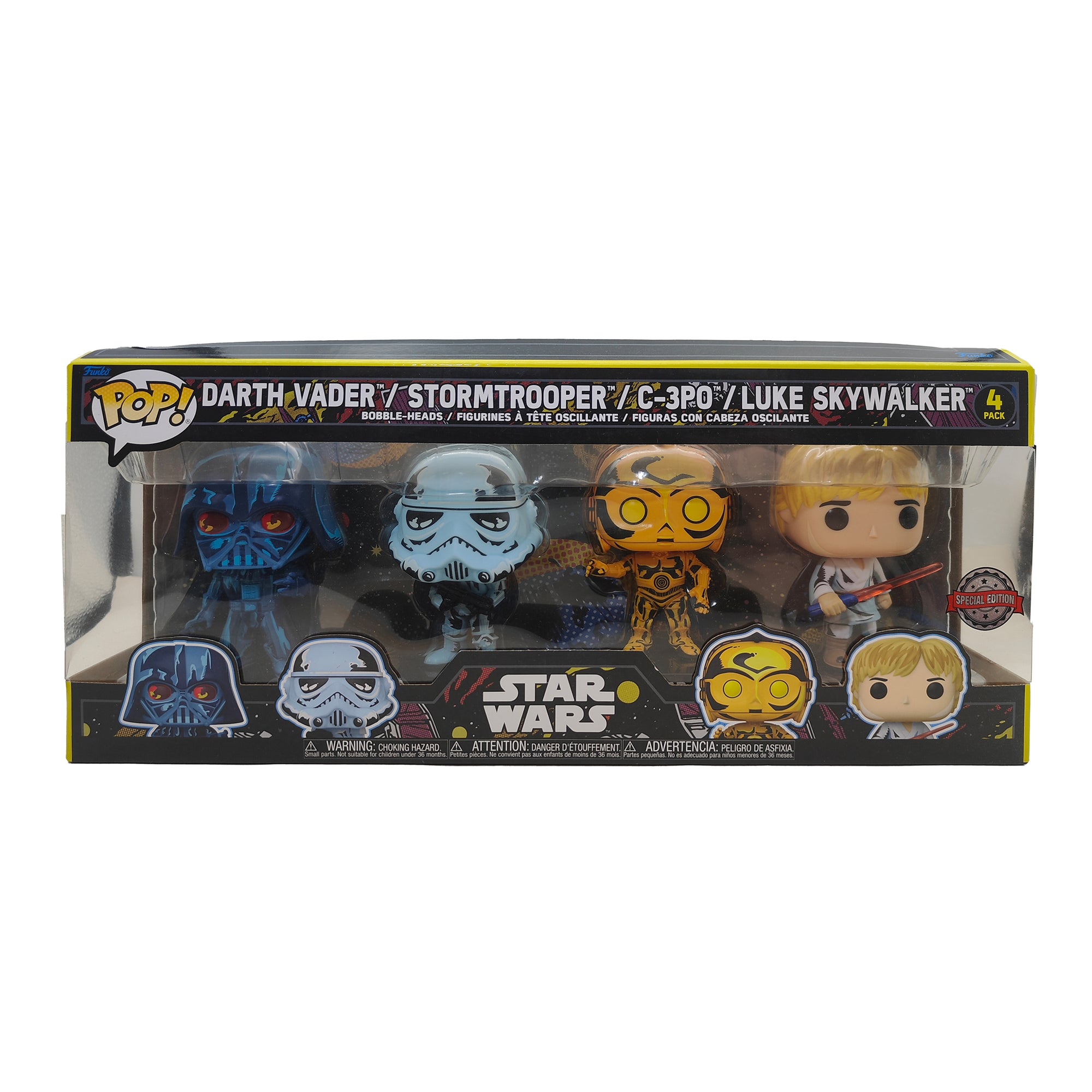 Funko POP Star Wars 4 Pack Darth Vader Stormtrooper C-3PO Luke Skywalker 2022