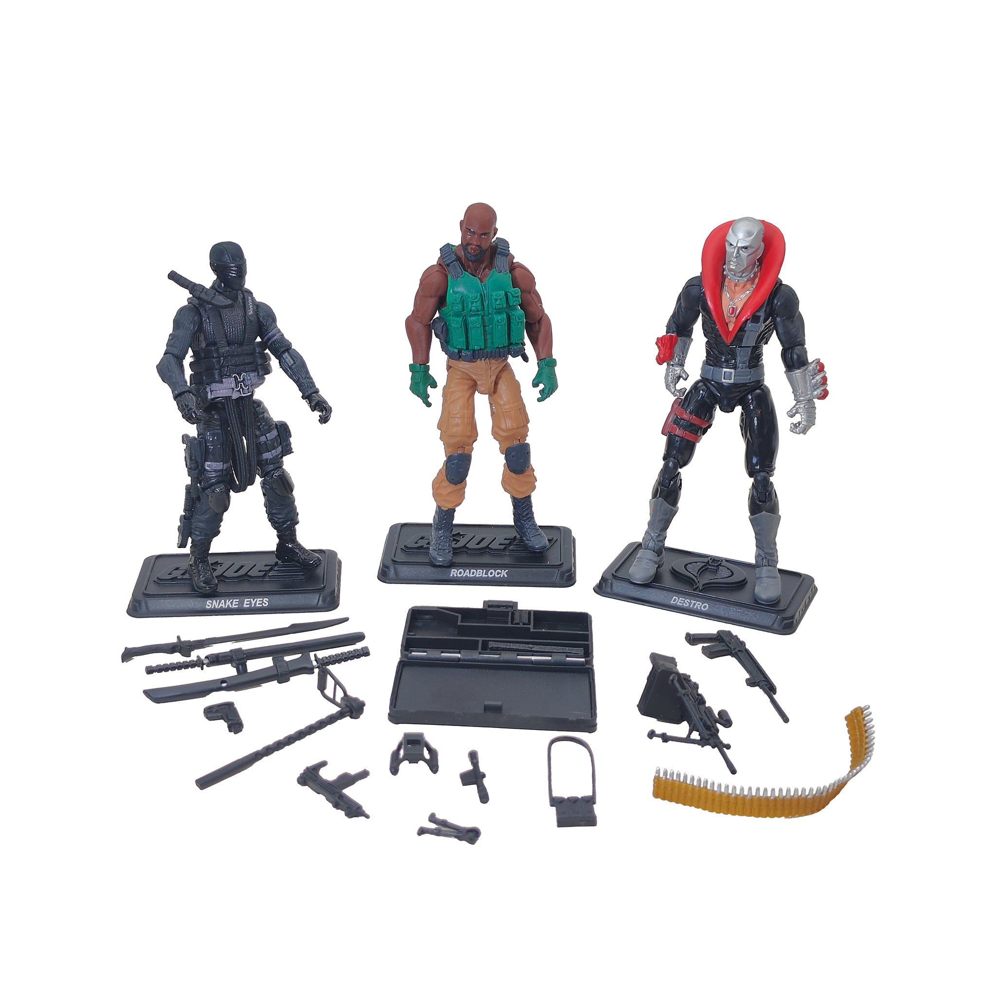 G.I. Joe Retro Collection Snake Eyes Destro Roadblock Hasbro 3 Figure Bundle
