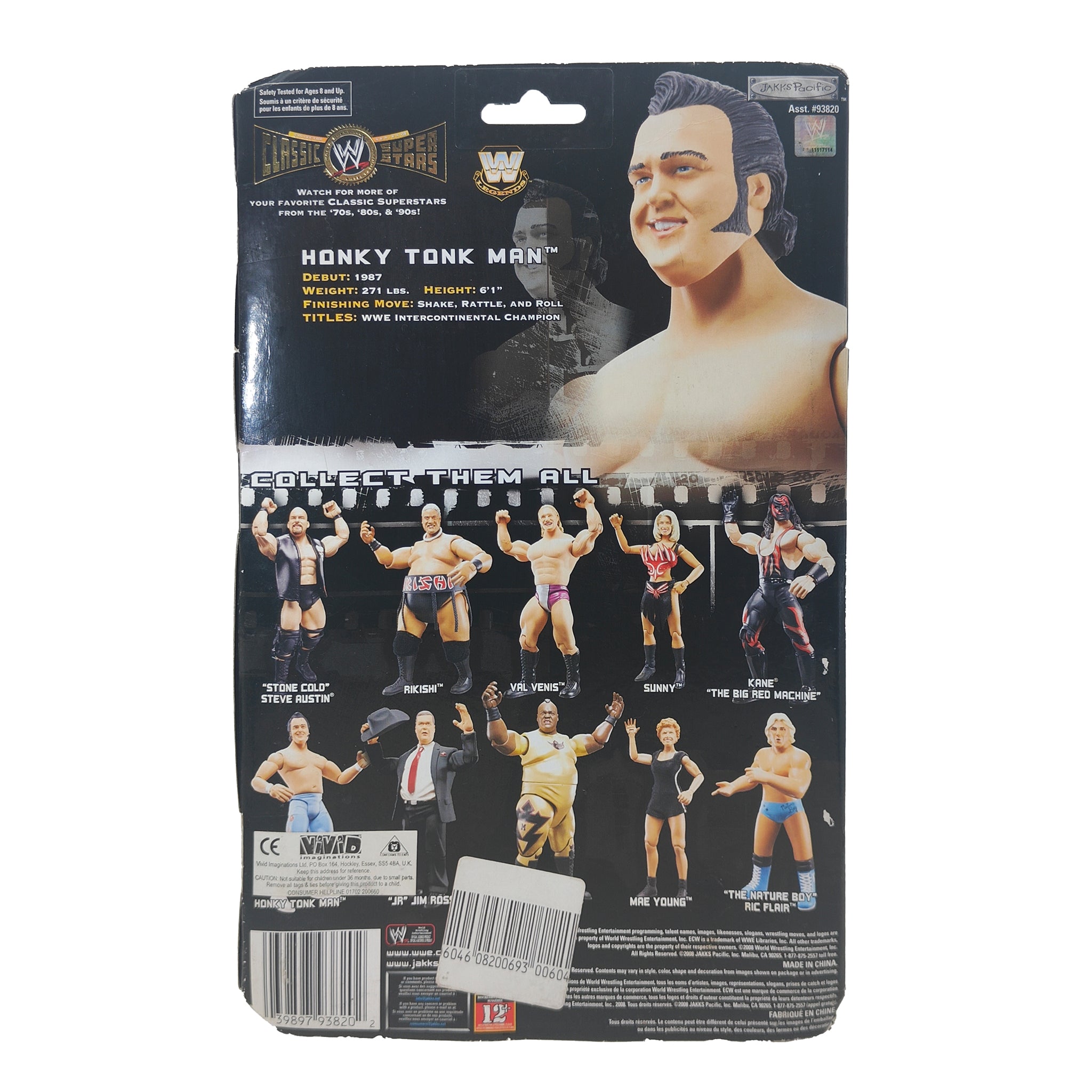 Honky Tonk Man WWE Classic Superstars Series 18 Jakks Pacific Action Figure 2008 18cm – WWE, JAKKS Pacific, 18 cm, 2008, pre-owned collector piece, Uncanny Collectibles Dublin Ireland