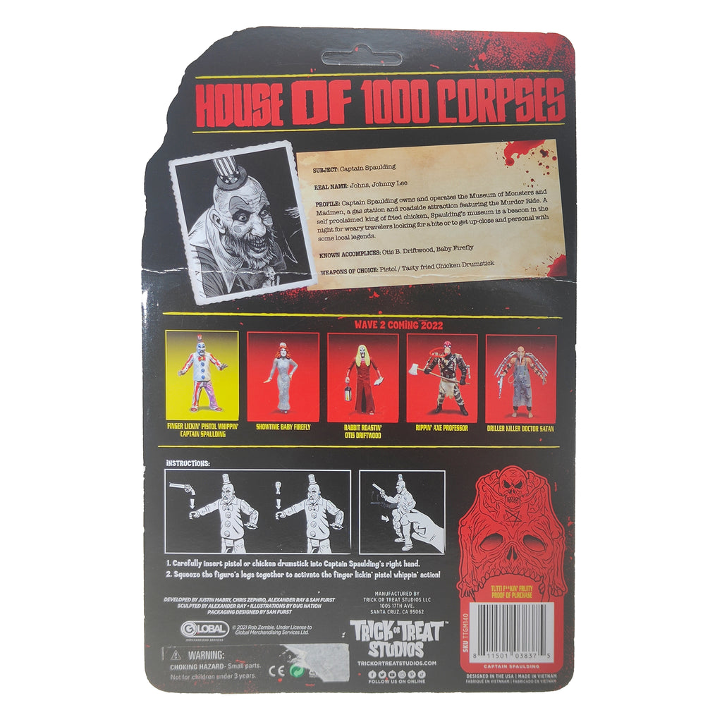 House of 1000 Corpses Captain Spaulding Trick Or Treat Studios Action Figure 2021 13 cm – House of 1000 Corpses, Trick or Treat Studios, 13 cm, 2021, pre-owned collector piece, Uncanny Collectibles Dublin Ireland
