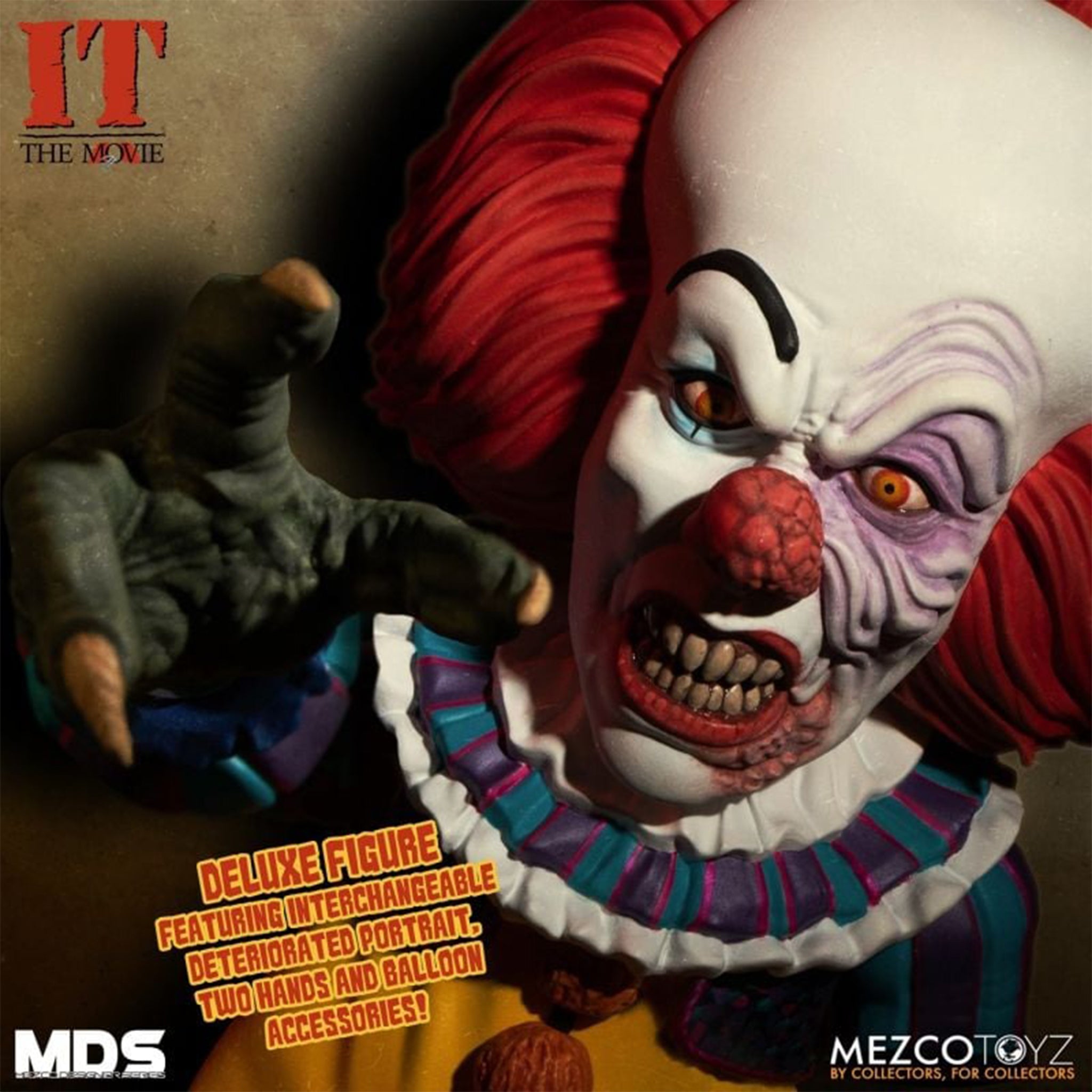 IT 1990 Talking Pennywise MDS Mezco Designer Series Deluxe Action Figure 15cm