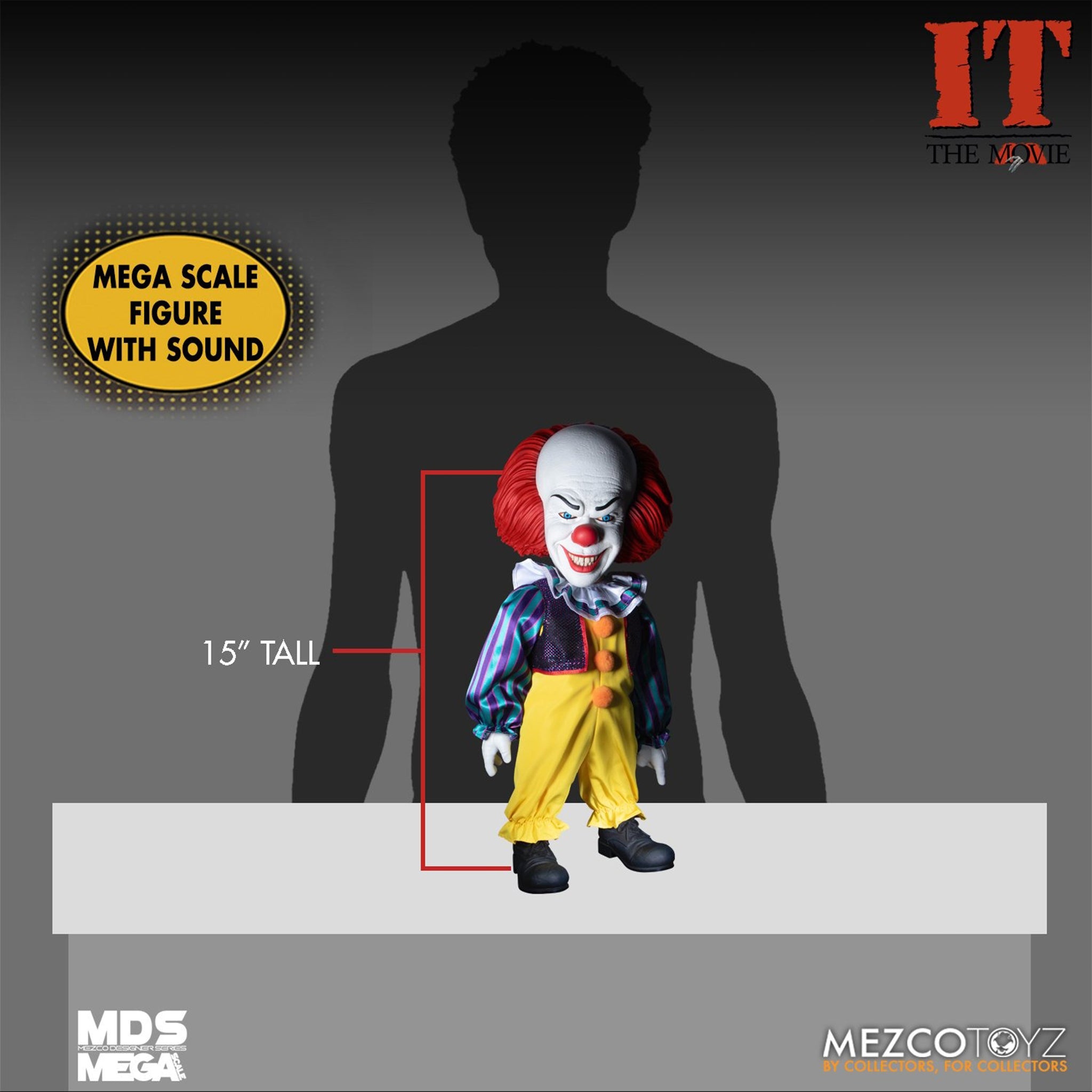 IT 1990 Talking Pennywise Mega Scale MDS Mezco Toyz Figure 38cm – IT, Mezco Toyz, 38 cm, brand new collector item, Uncanny Collectibles Dublin Ireland