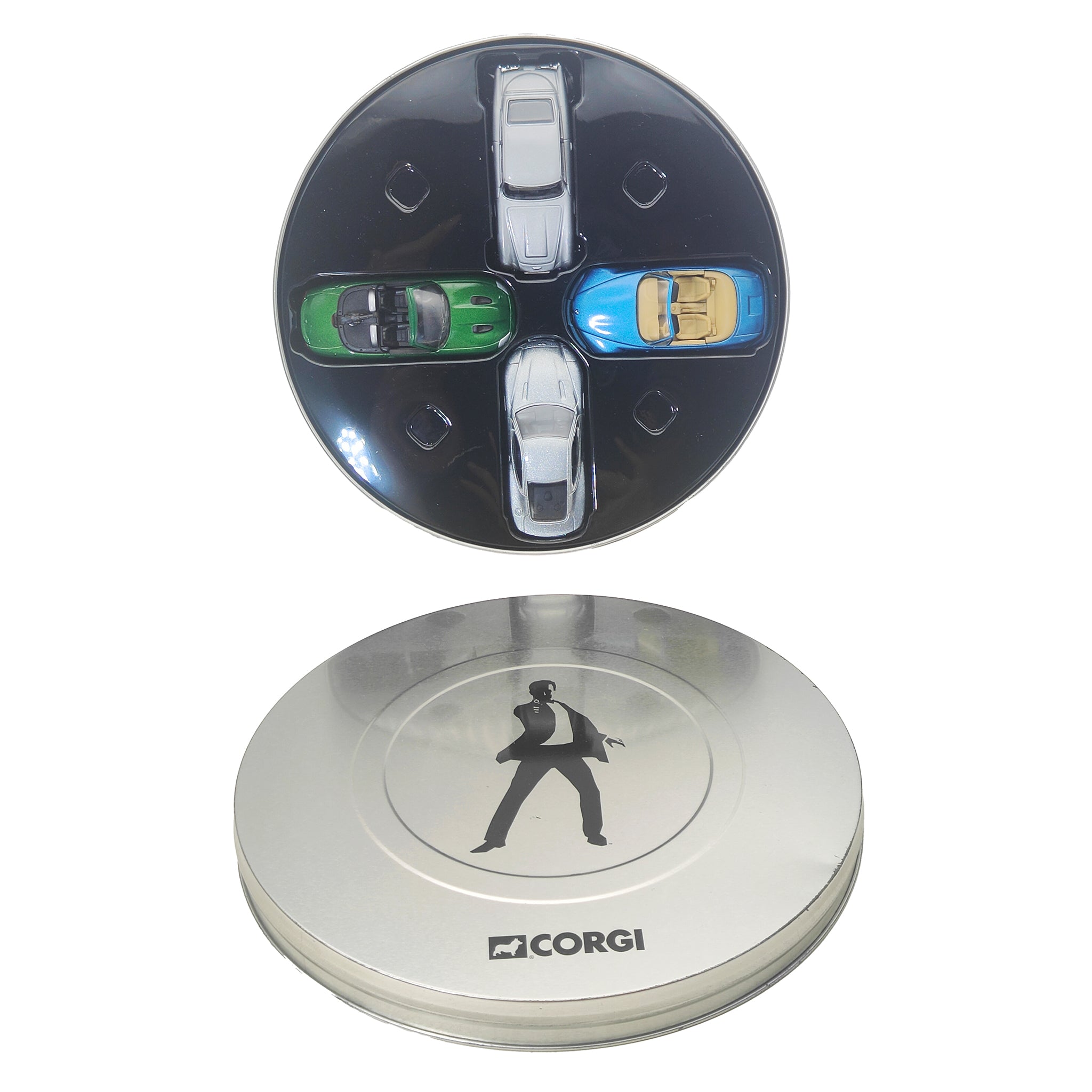 James Bond 007 Cars Film Canister Corgi 1:64 4-Piece Gift Set Collection 2003 – Movie Icons & Heroes, Corgi, 7 cm, 2003, pre-owned collector piece, Uncanny Collectibles Dublin Ireland