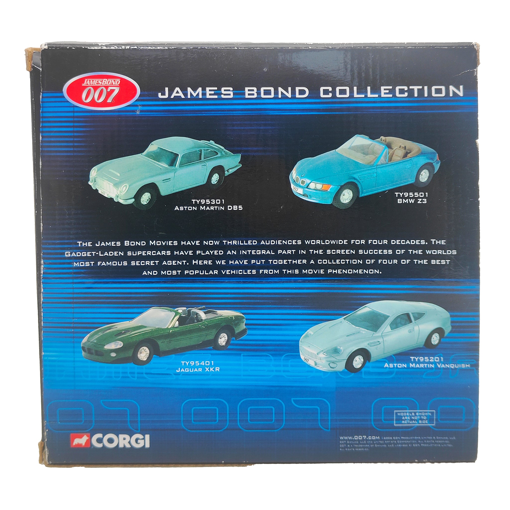 James Bond 007 Cars Film Canister Corgi 1:64 4-Piece Gift Set Collection 2003 – Movie Icons & Heroes, Corgi, 7 cm, 2003, pre-owned collector piece, Uncanny Collectibles Dublin Ireland