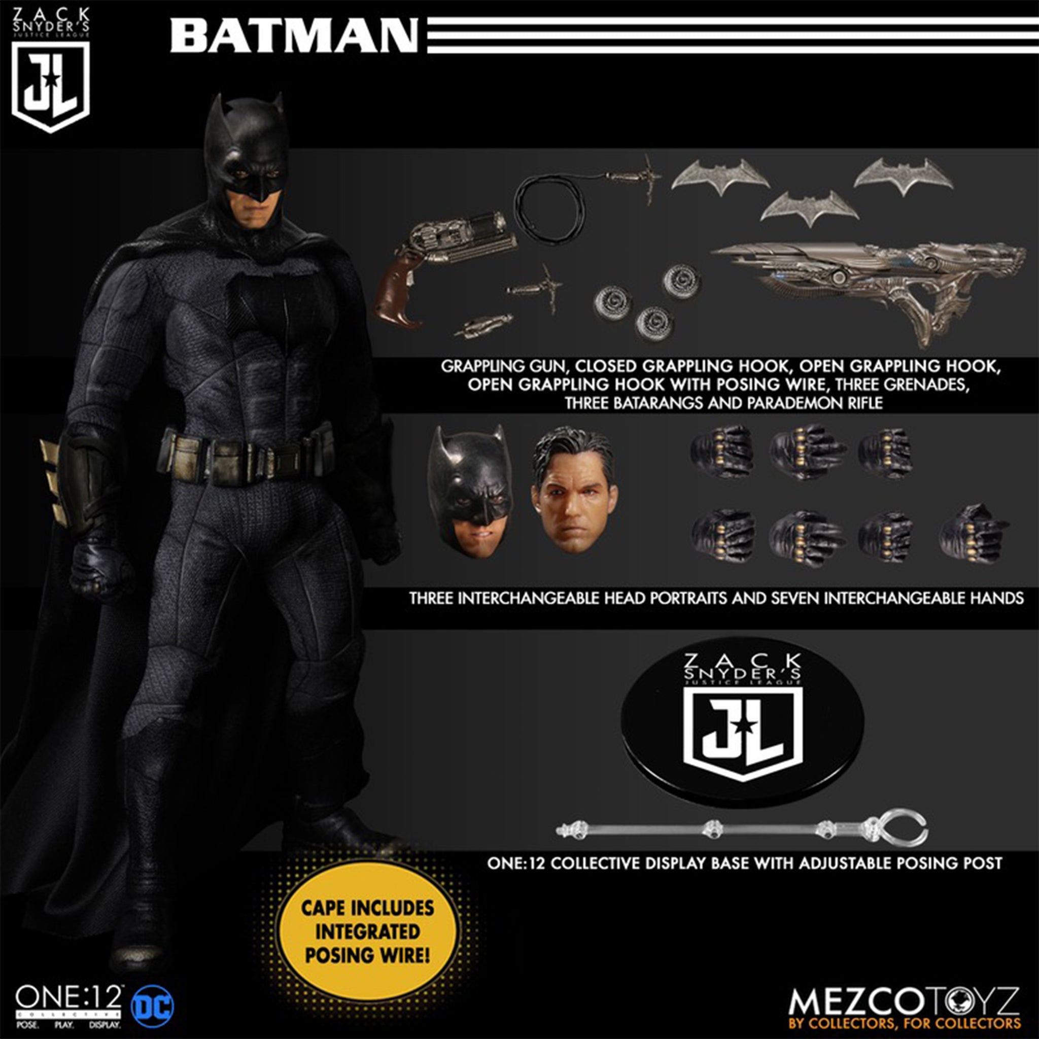 Zack Snyders Justice League Mezco Toyz One:12 Collective Deluxe Edition Action Figure Set 17cm – Batman, Mezco Toyz, 17 cm, brand new collector item, Uncanny Collectibles Dublin Ireland