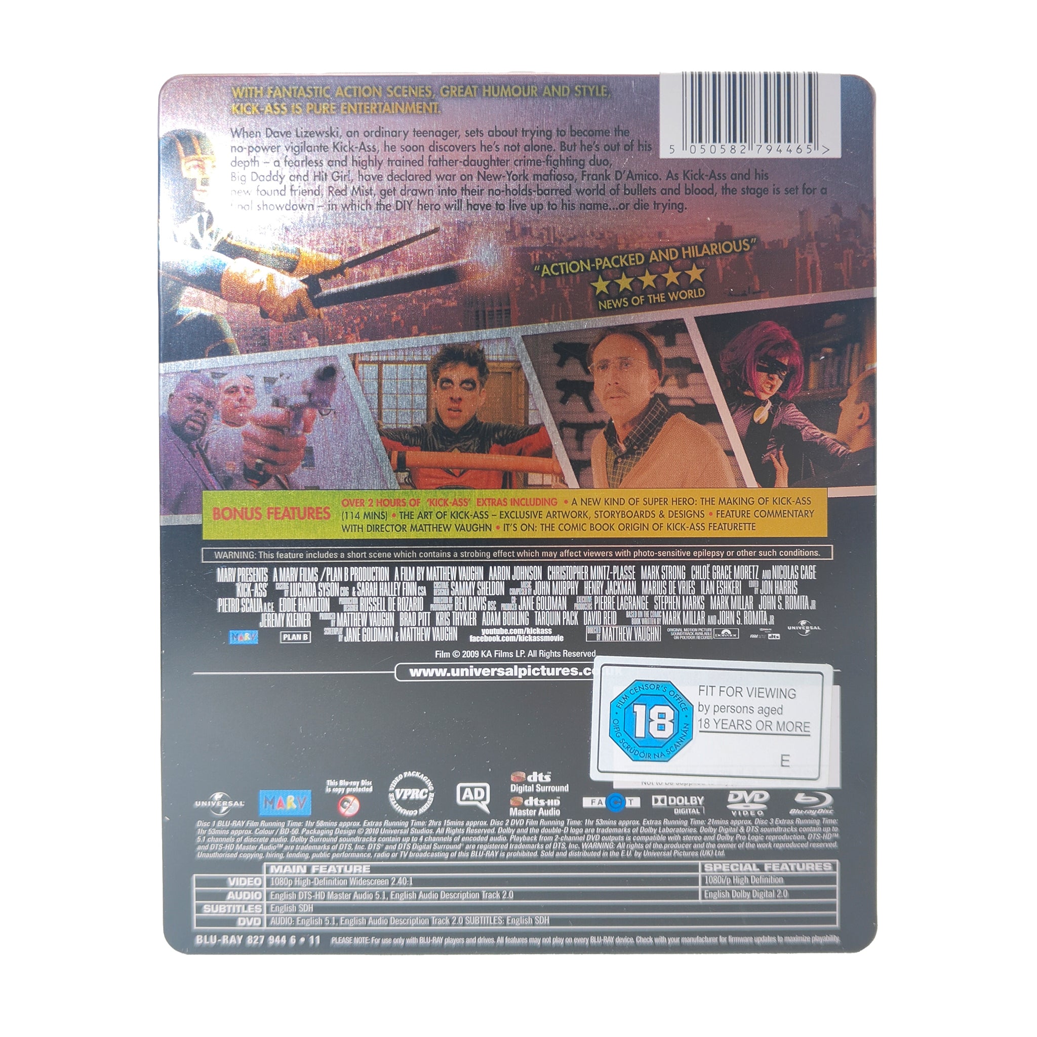 Kick-Ass Blu-ray Limited Edition Steelbook – Movie Icons & Heroes, Universal, -, pre-owned collector piece, Uncanny Collectibles Dublin Ireland