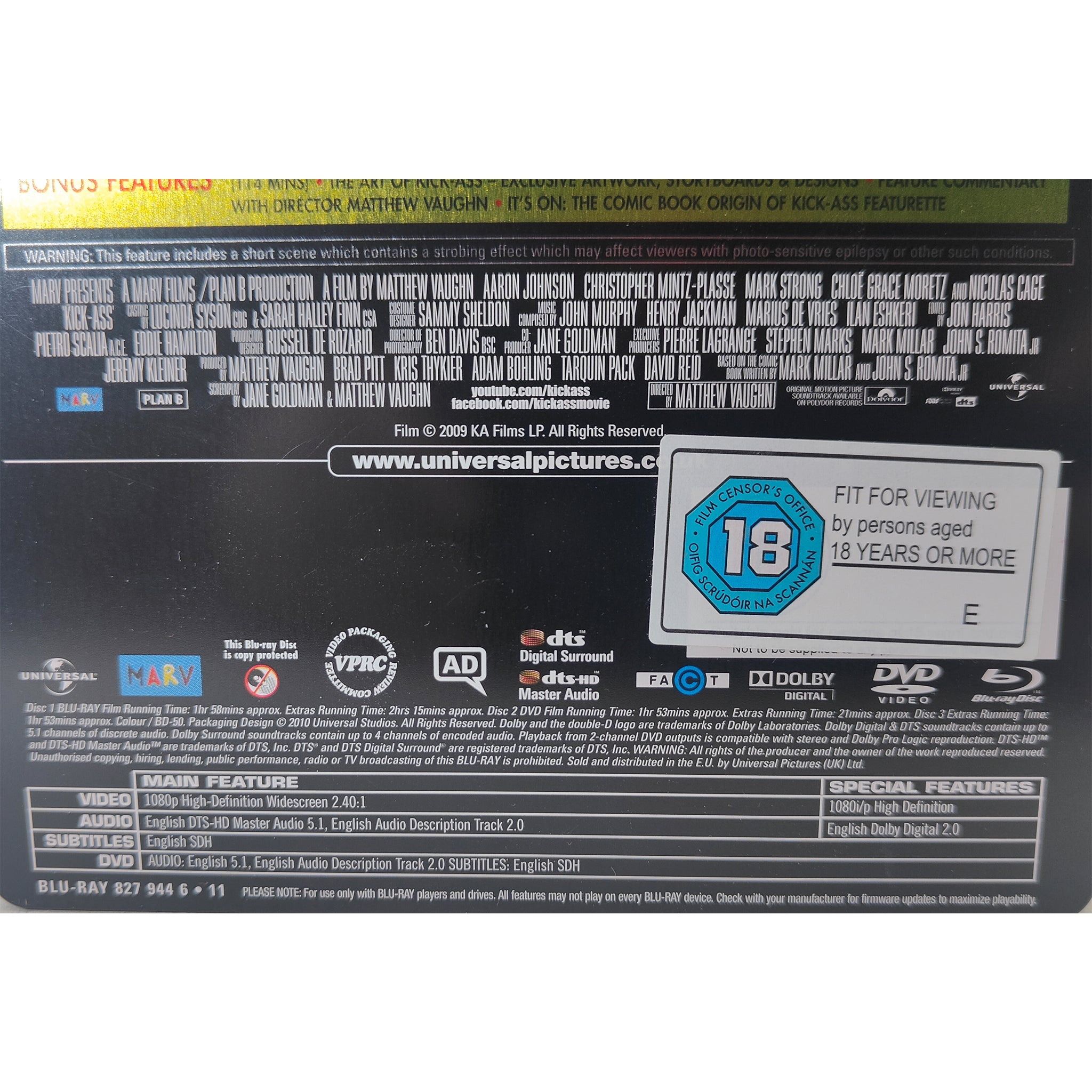 Kick-Ass Blu-ray Limited Edition Steelbook – Movie Icons & Heroes, Universal, -, pre-owned collector piece, Uncanny Collectibles Dublin Ireland