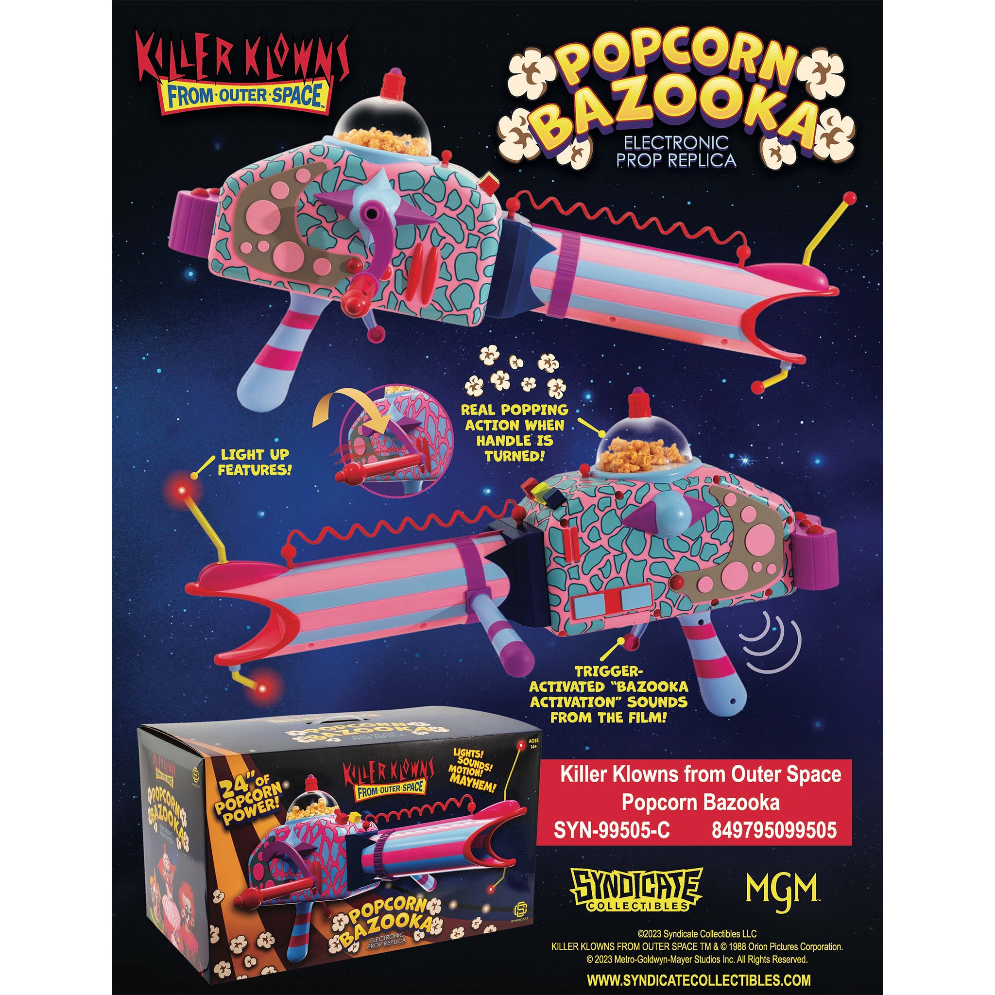 Killer Klowns From Outer Space Popcorn Bazooka Electronic Prop Replica 61cm – Killer Klowns from Outer Space, Syndicate Collectibles, 60 cm, 2024, brand new collector item, Uncanny Collectibles Dublin Ireland