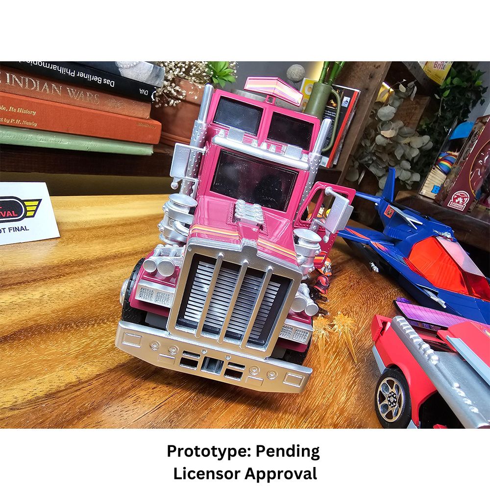 The Loyal Subjects M.A.S.K. Rhino mobile defense unit, 12cm transforming semi truck with Matt Trakker and Bruce Sato figures