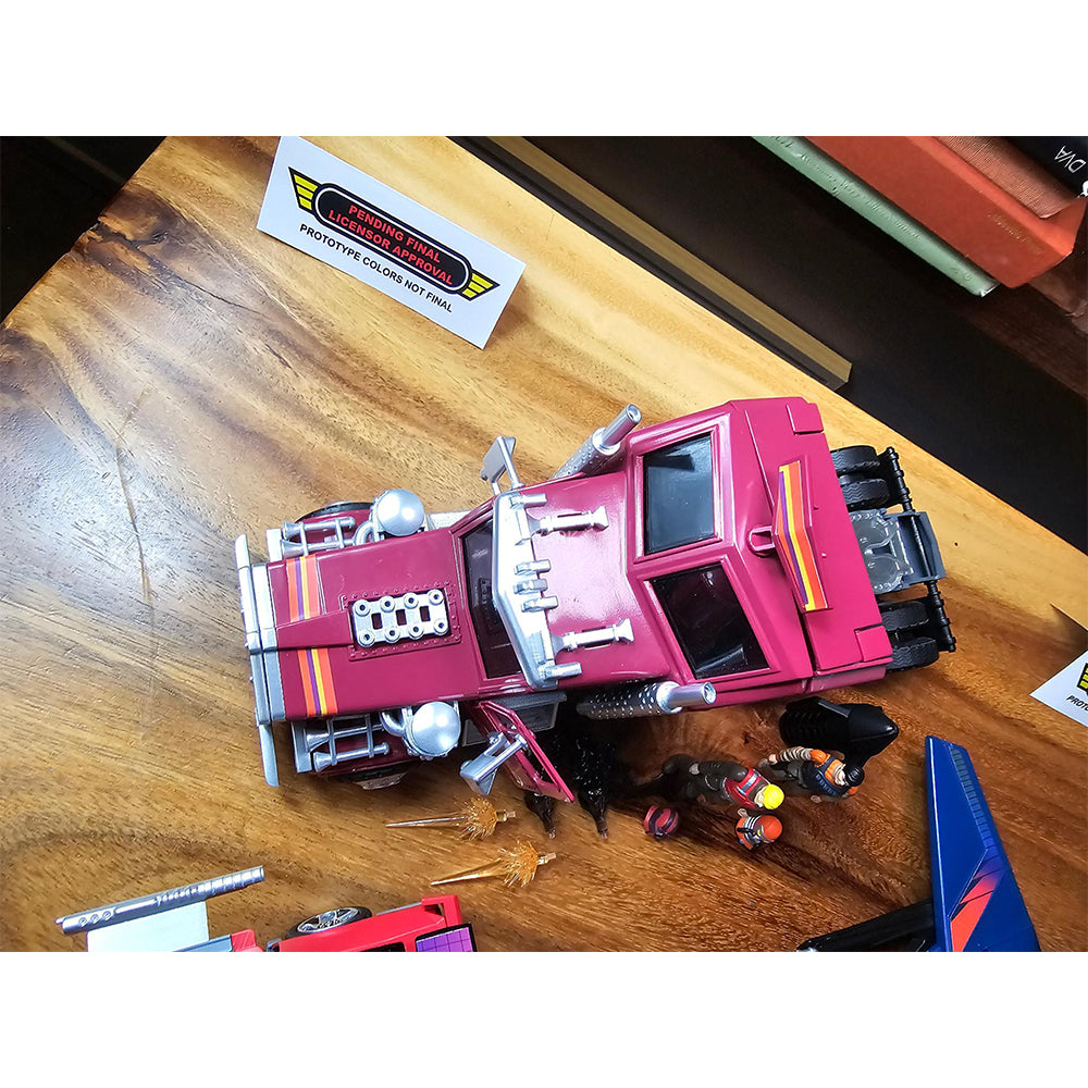The Loyal Subjects M.A.S.K. Rhino mobile defense unit, 12cm transforming semi truck with Matt Trakker and Bruce Sato figures