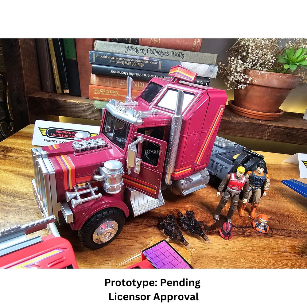 The Loyal Subjects M.A.S.K. Rhino mobile defense unit, 12cm transforming semi truck with Matt Trakker and Bruce Sato figures