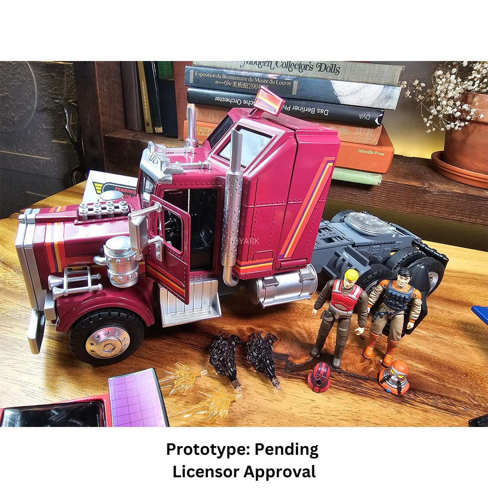 The Loyal Subjects M.A.S.K. Rhino mobile defense unit, 12cm transforming semi truck with Matt Trakker and Bruce Sato figures