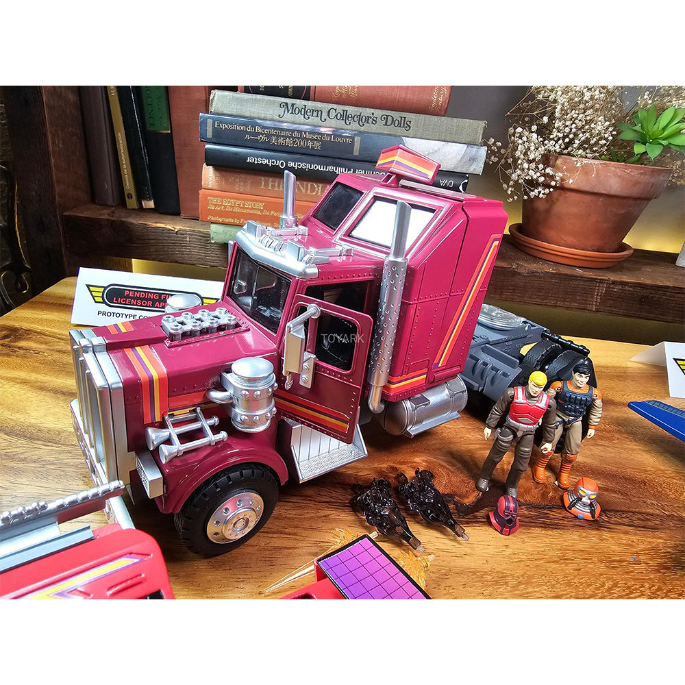 The Loyal Subjects M.A.S.K. Rhino mobile defense unit, 12cm transforming semi truck with Matt Trakker and Bruce Sato figures