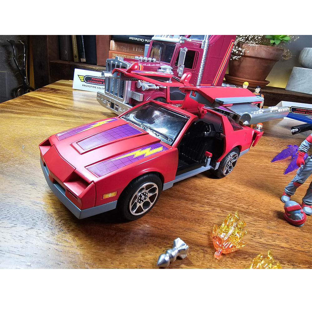 The Loyal Subjects M.A.S.K. Thunderhawk transforming vehicle, 9cm red Camaro Z28 that converts to fighter jet with Matt Trakker figure"