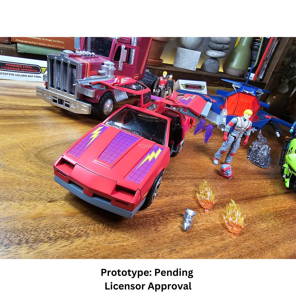 The Loyal Subjects M.A.S.K. Thunderhawk transforming vehicle, 9cm red Camaro Z28 that converts to fighter jet with Matt Trakker figure"
