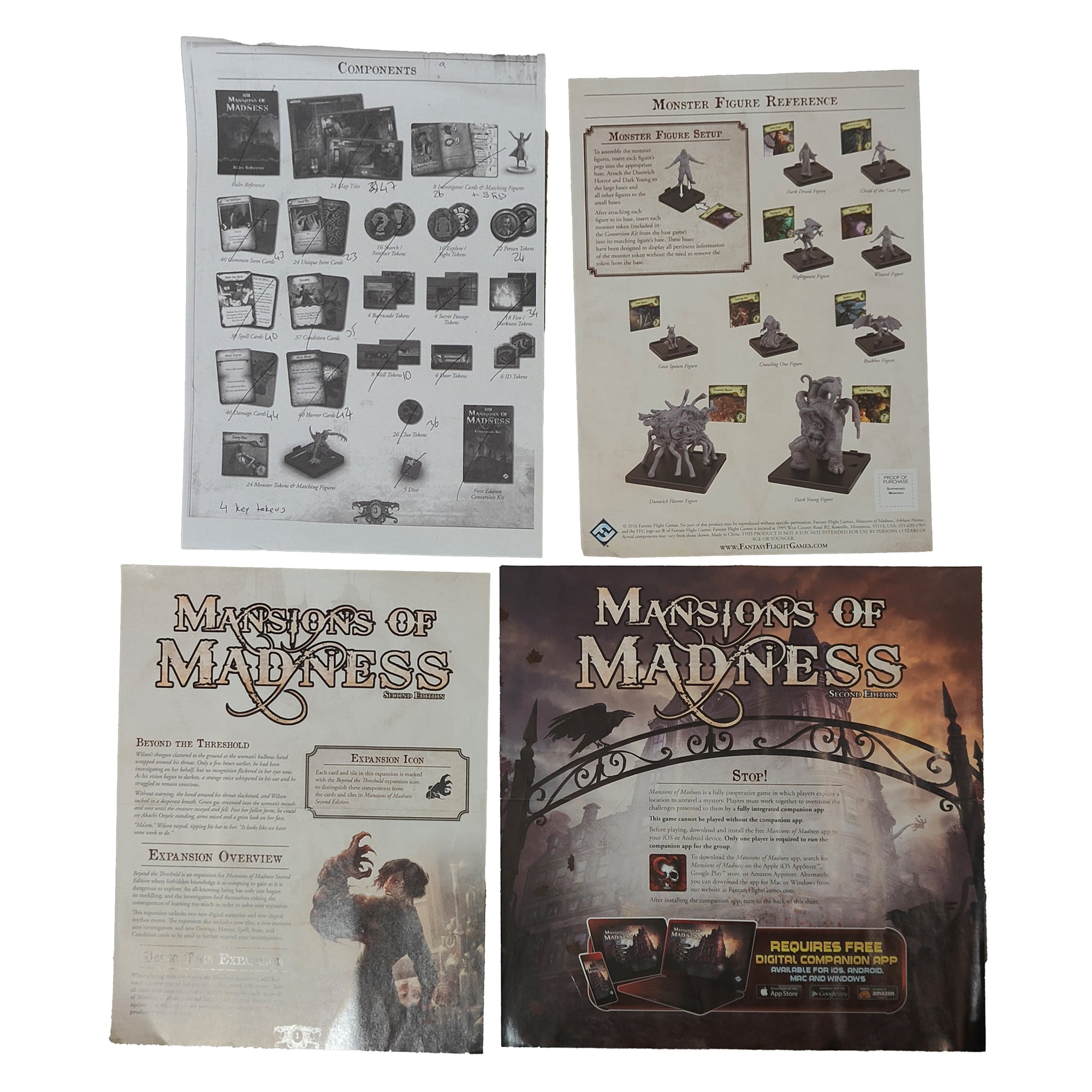 Mansions of Madness 2 Edition Incomplete Core Set with Mixed Expansion Pieces