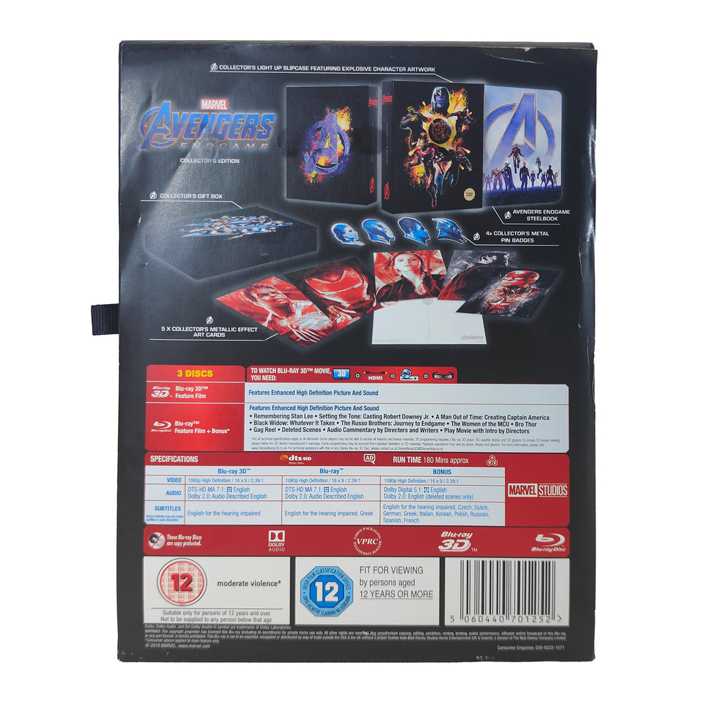 Marvel Avengers Endgame Blu-ray 3D Steelbook Light Up Collector Box Set
