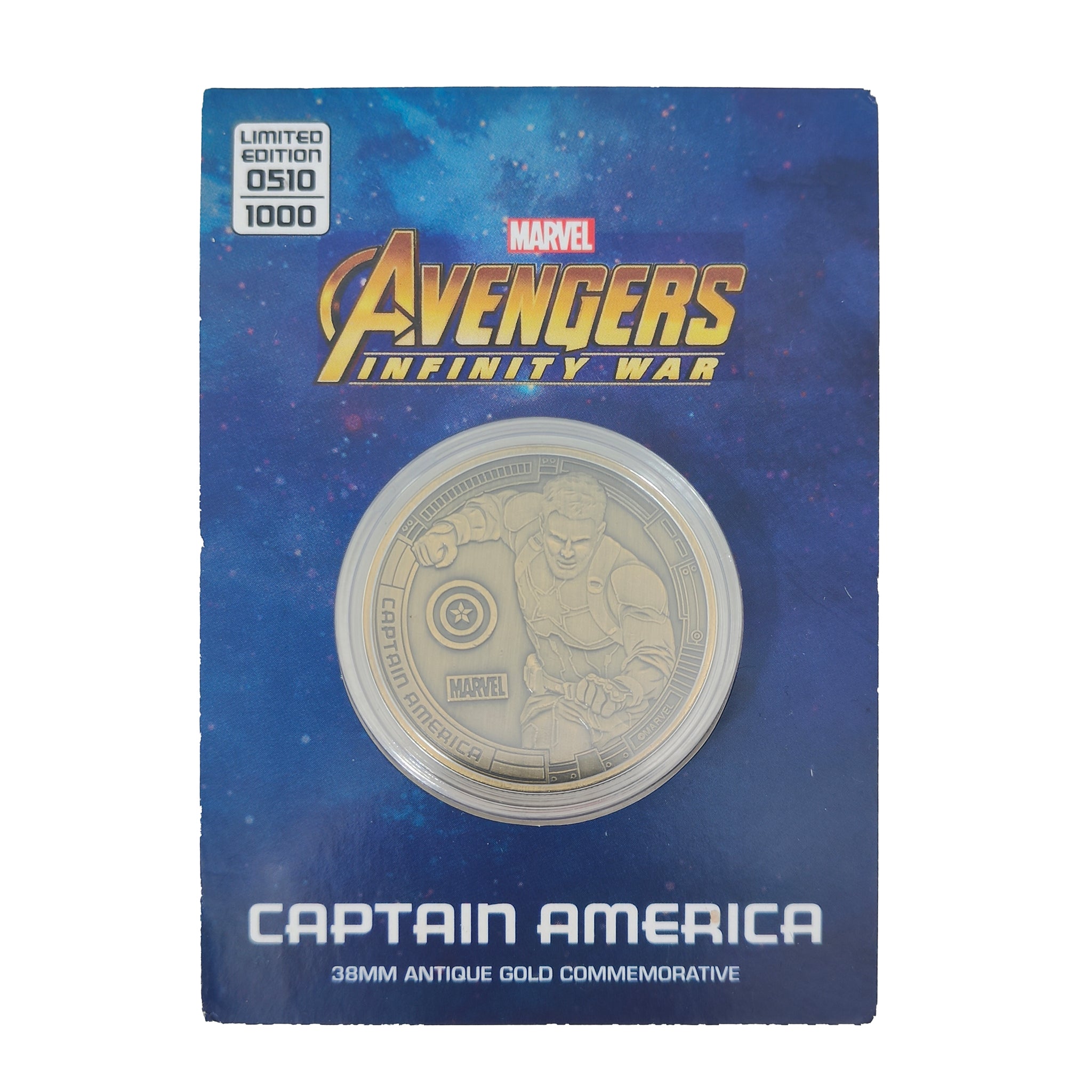 Marvel Avengers Infinity War Captain America Limited Edition Coin The Koin Club 2018 – Avengers, Vintage Brands, 4 cm, 2018, pre-owned collector piece, Uncanny Collectibles Dublin Ireland