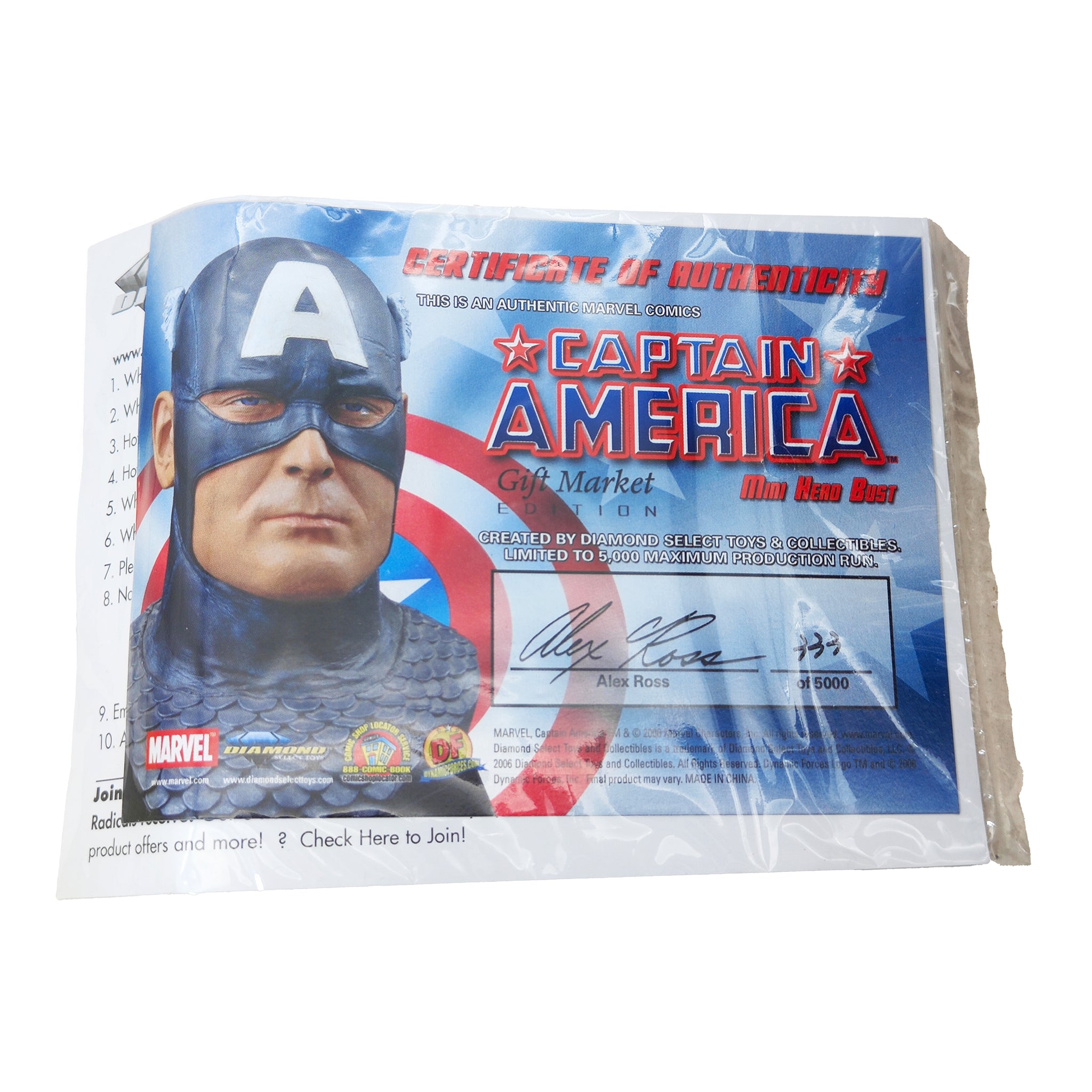 Marvel Captain America Alex Ross Diamond Select Mini Bust 2006