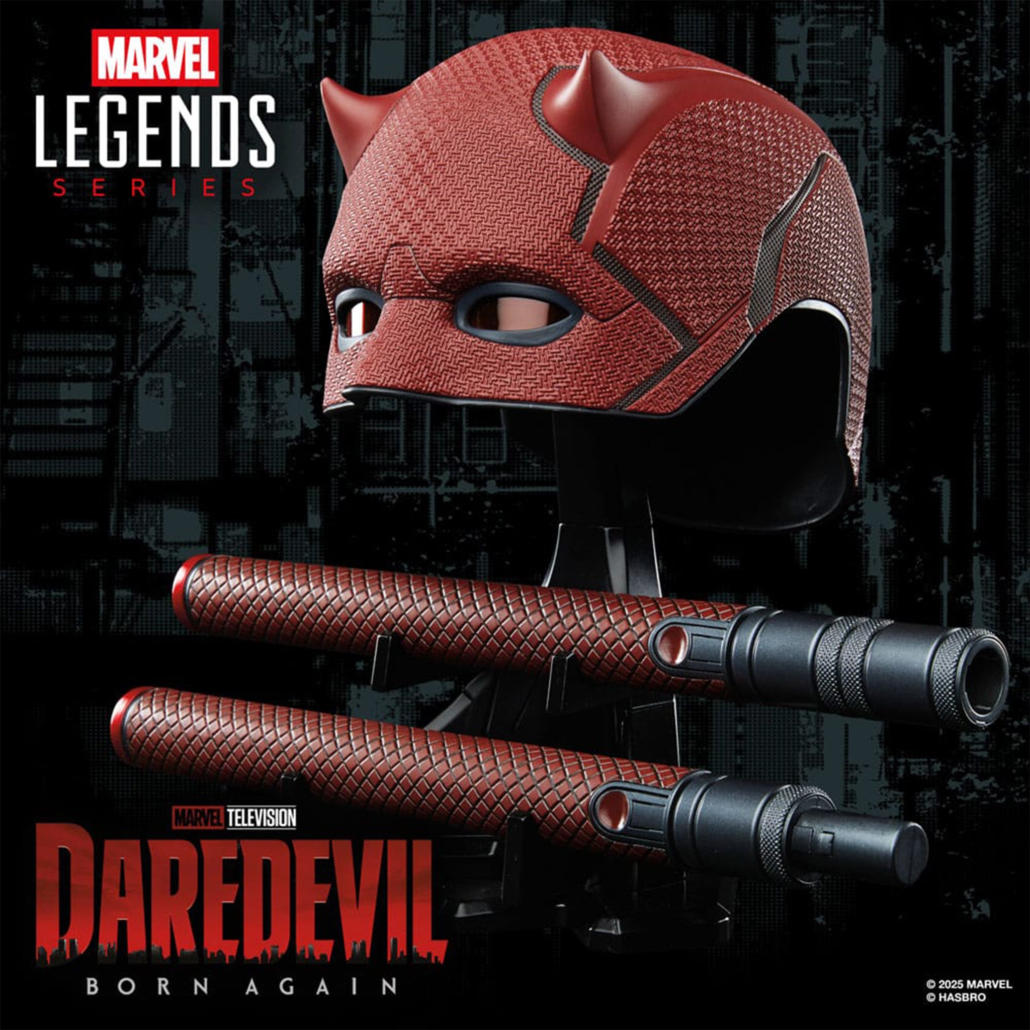 Marvel Legends Daredevil Born Again  1:1 Premium Roleplay Mask and Billy Club Hasbro