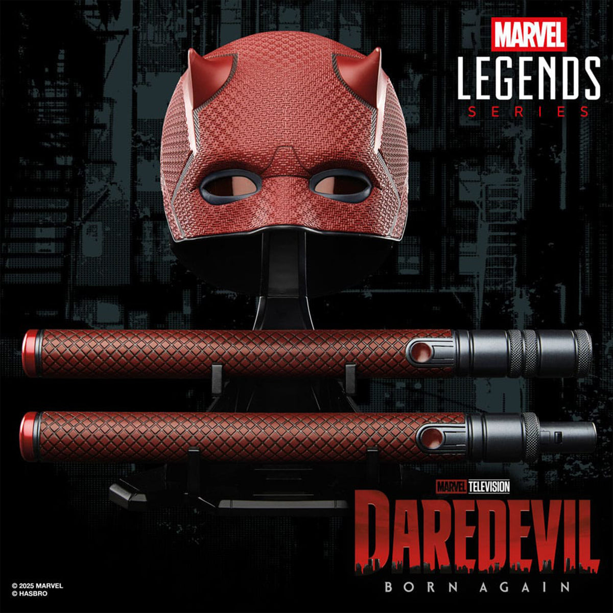 Marvel Legends Daredevil Born Again  1:1 Premium Roleplay Mask and Billy Club Hasbro