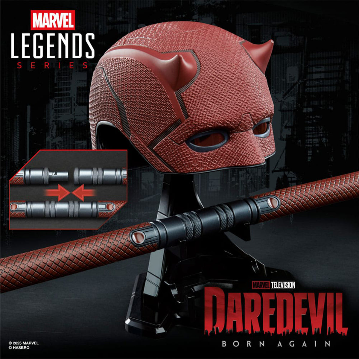 Marvel Legends Daredevil Born Again  1:1 Premium Roleplay Mask and Billy Club Hasbro