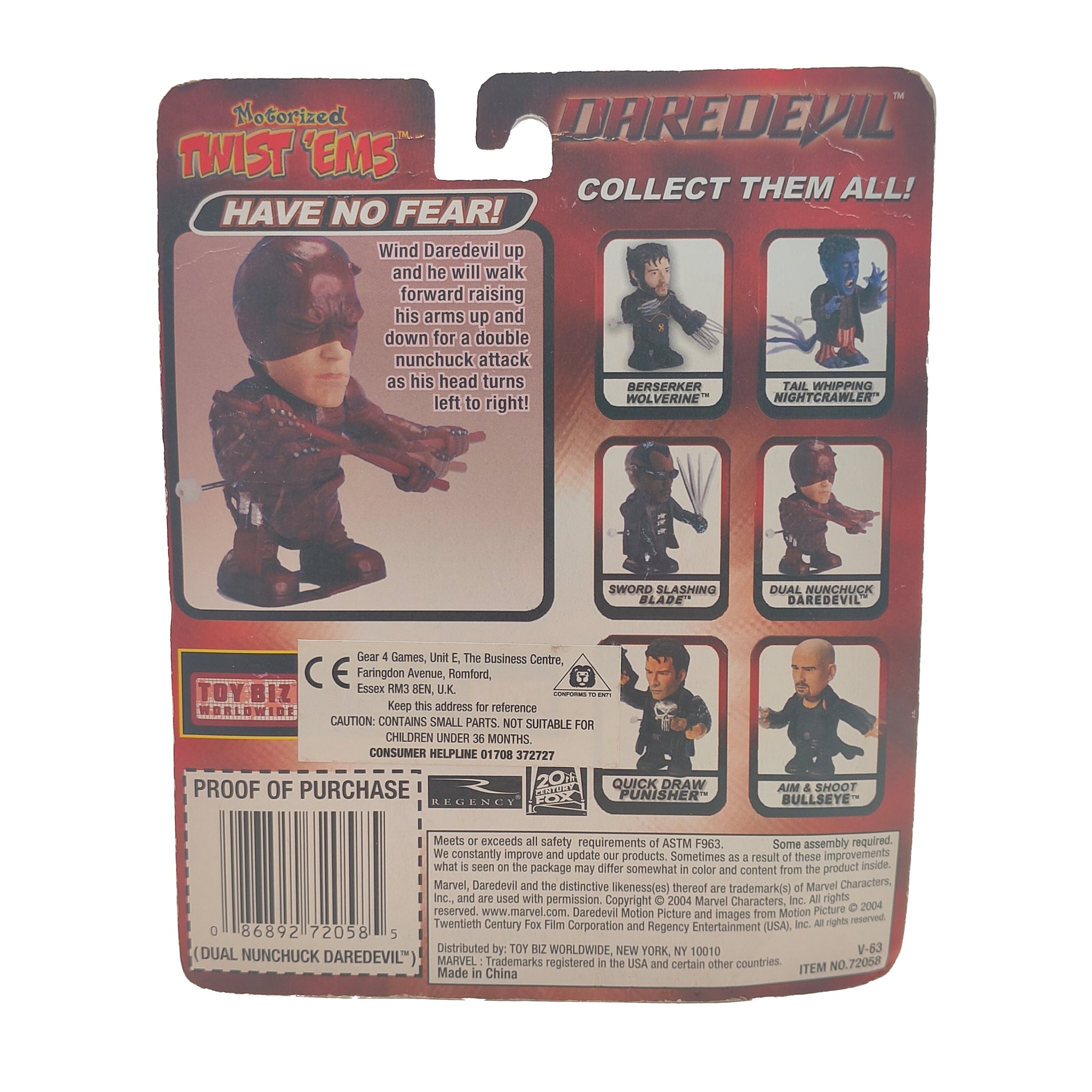 Marvel Motorized Twist Ems Dual Nunchuck Daredevil  Toy Biz Mini Figure 2004 9cm – Daredevil, Toy Biz, 12 cm, 2004, pre-owned collector piece, Uncanny Collectibles Dublin Ireland