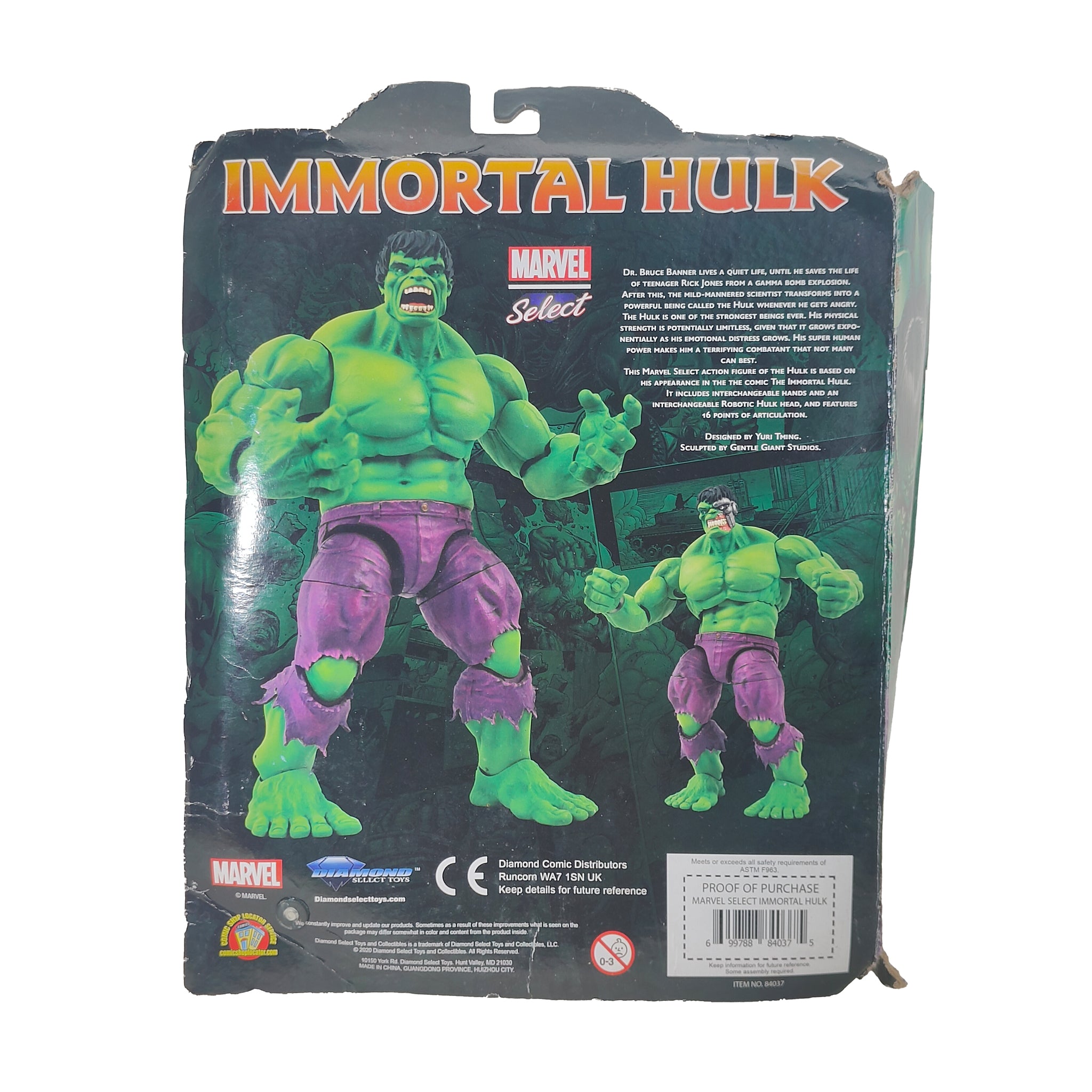 Marvel Select Immortal Hulk Action Figure 2020 20cm – Marvel Heroes, Diamond Select Toys, 20 cm, 2020, pre-owned collector piece, Uncanny Collectibles Dublin Ireland