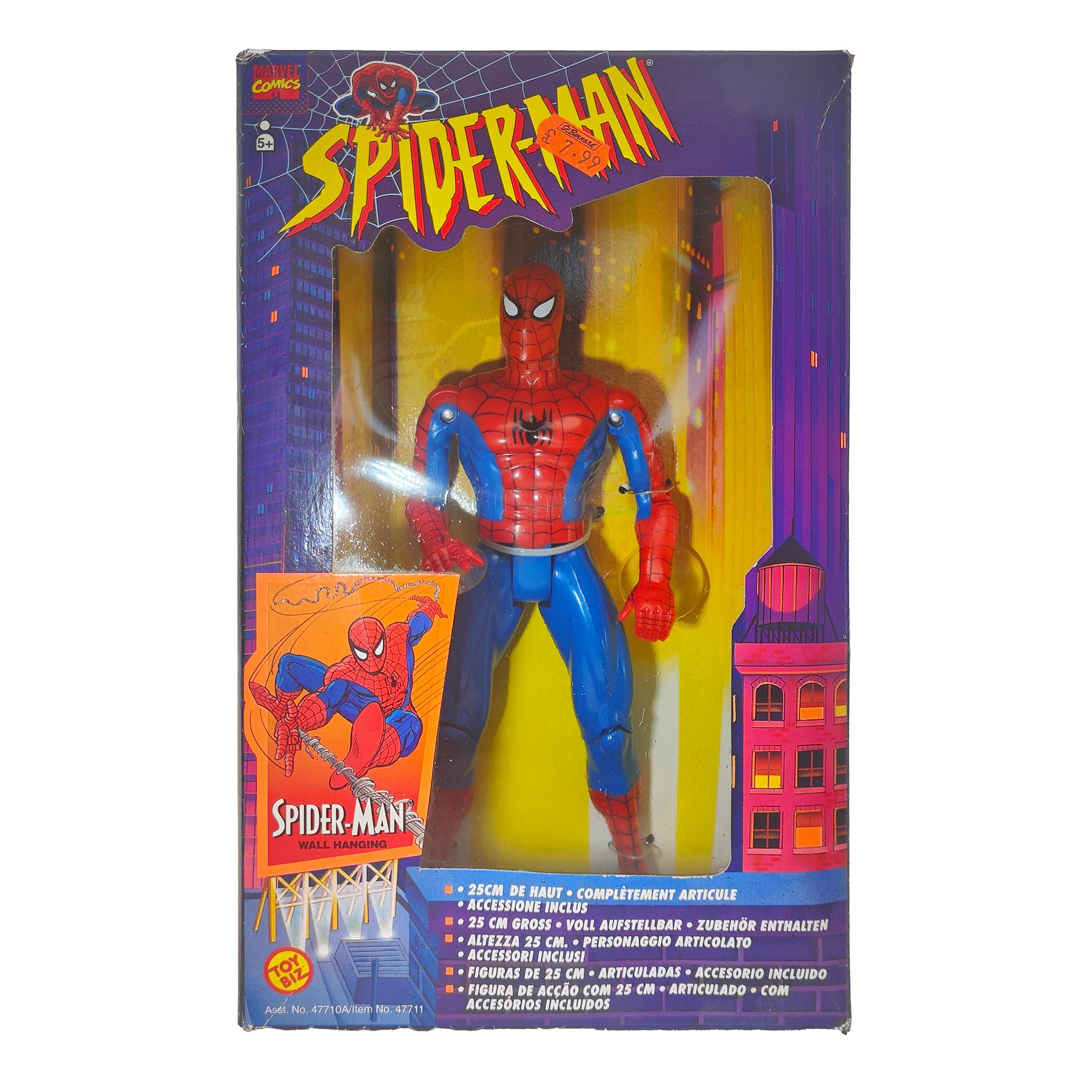 Marvel Spider-Man Wall Hanging Figure Toy Biz Action Figure 1995 – Spider-Man, Toy Biz, 30 cm, 1995, pre-owned collector piece, Uncanny Collectibles Dublin Ireland