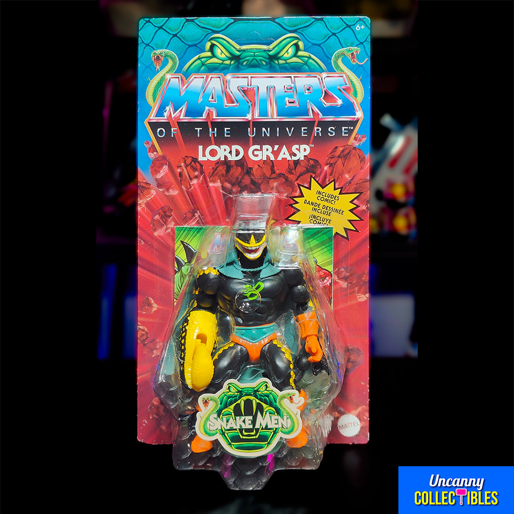 Masters of the Universe Origins Snake Men Lord Gr'Asp Mattel Action Figure 14 cm – Masters of the Universe, Mattel, 14 cm, 2024, brand new collector item, Uncanny Collectibles Dublin Ireland