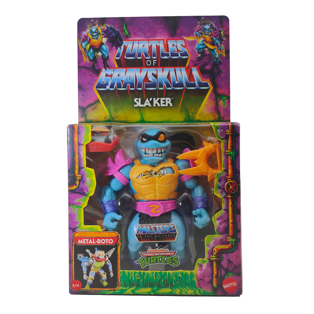Masters of the Universe Turtles of Grayskull Sla'ker Deluxe Mattel Action Figure – Teenage Mutant Ninja Turtles, Mattel, 14 cm, pre-owned collector piece, Uncanny Collectibles Dublin Ireland