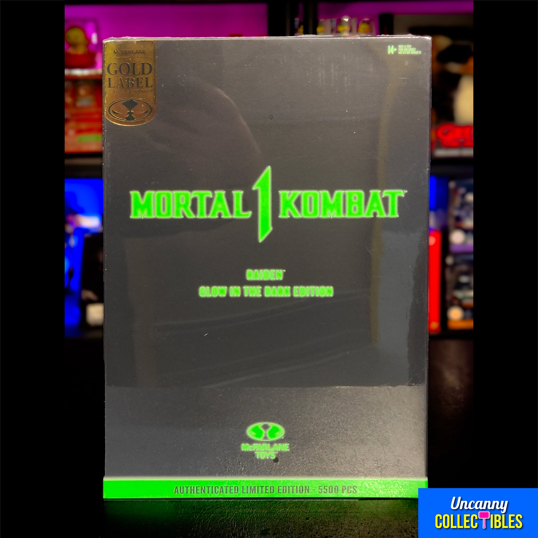 Mortal Kombat 1 Raiden Glow in the Dark Gold Label McFarlane Action Figure