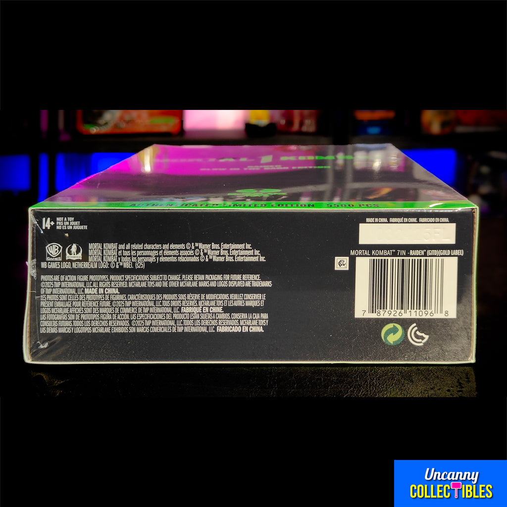 Mortal Kombat 1 Raiden Glow In The Dark McFarlane Toys Action Figure Gold Label 18cm