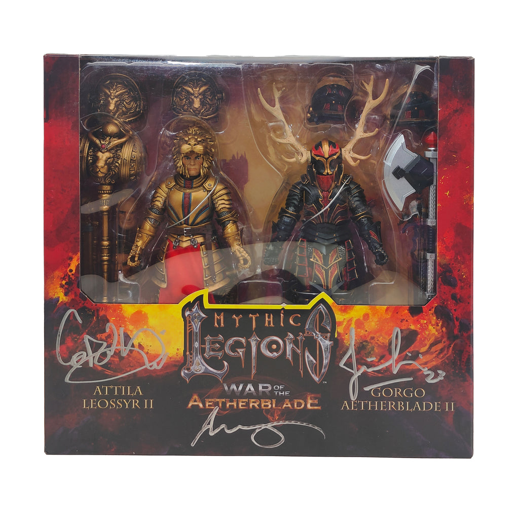 Mythic Legions Attila Leossyr II Gorgo Aetherblade II Signed Kickstarter 2 Pack
