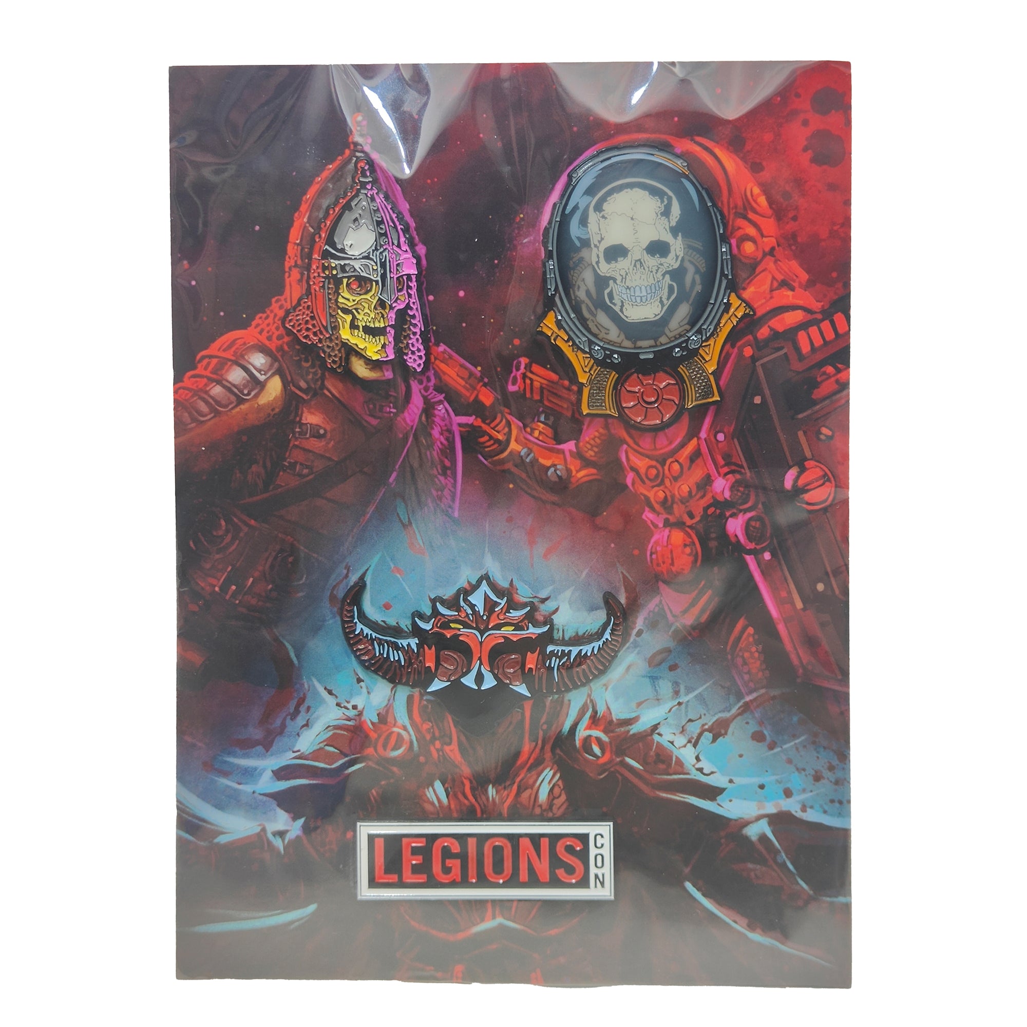 Mythic Legions Con 2023 Pin Set Wal-Torr Vorgus II Logo Four Horsemen Studios