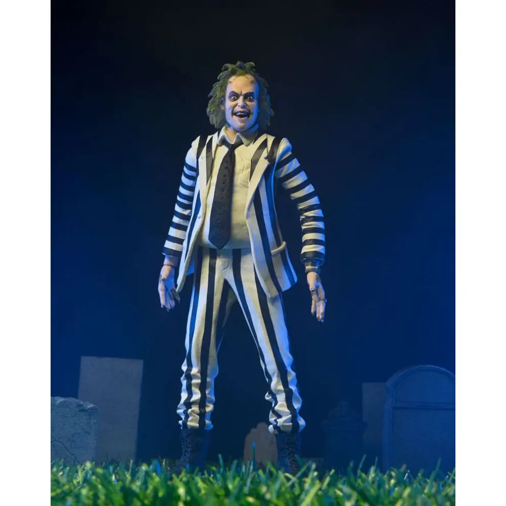NECA Beetlejuice 1988 Black and White Striped Suit Beetlejuice Action Figure 18cm
