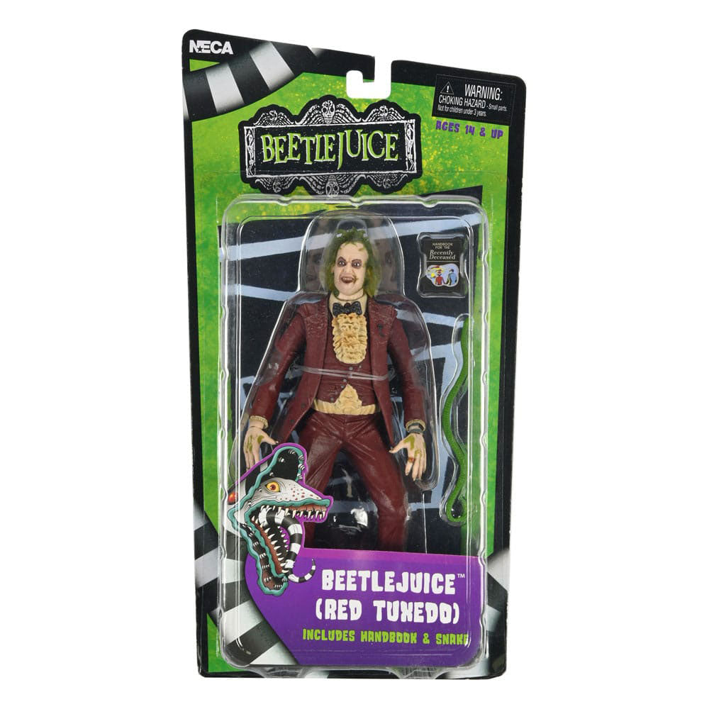 NECA Beetlejuice 1988 Red Tuxedo Beetlejuice 18 cm Action Figure – Beetlejuice, NECA, 18 cm, 2024, brand new collector item, Uncanny Collectibles Dublin Ireland