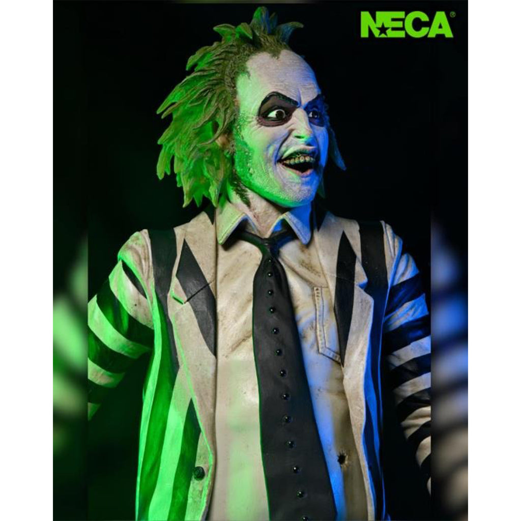 NECA Beetlejuice 1988 Striped Suit Beetlejuice 1/4 Scale Action Figure with Sound – photo 4 of 11