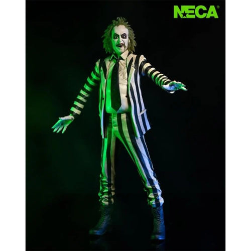NECA Beetlejuice 1988 Striped Suit Beetlejuice 1/4 Scale Action Figure with Sound – photo 2 of 11