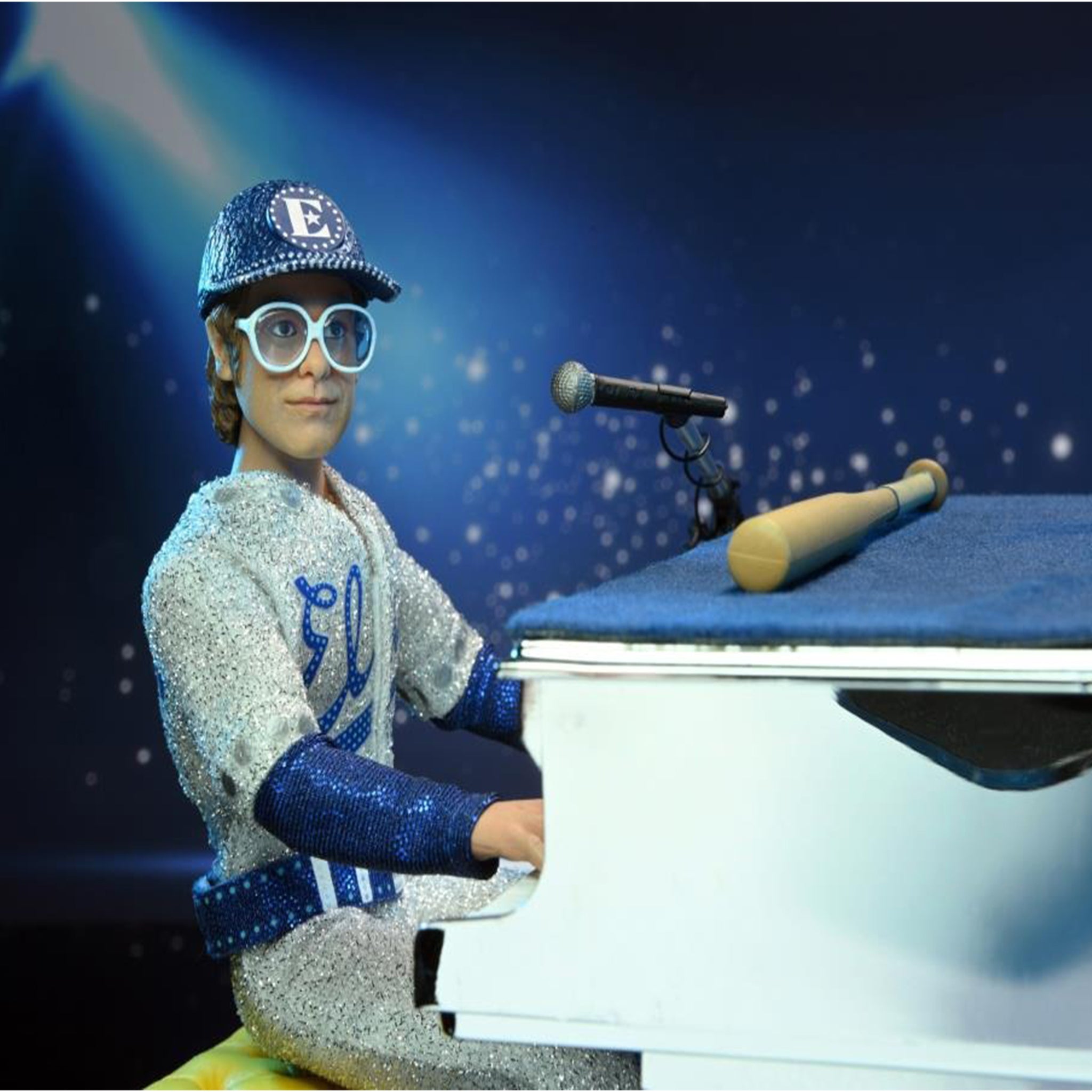 NECA Elton John With Piano Deluxe Retro Clothed Action Figure – Music, NECA, 20 cm, brand new collector item, Uncanny Collectibles Dublin Ireland